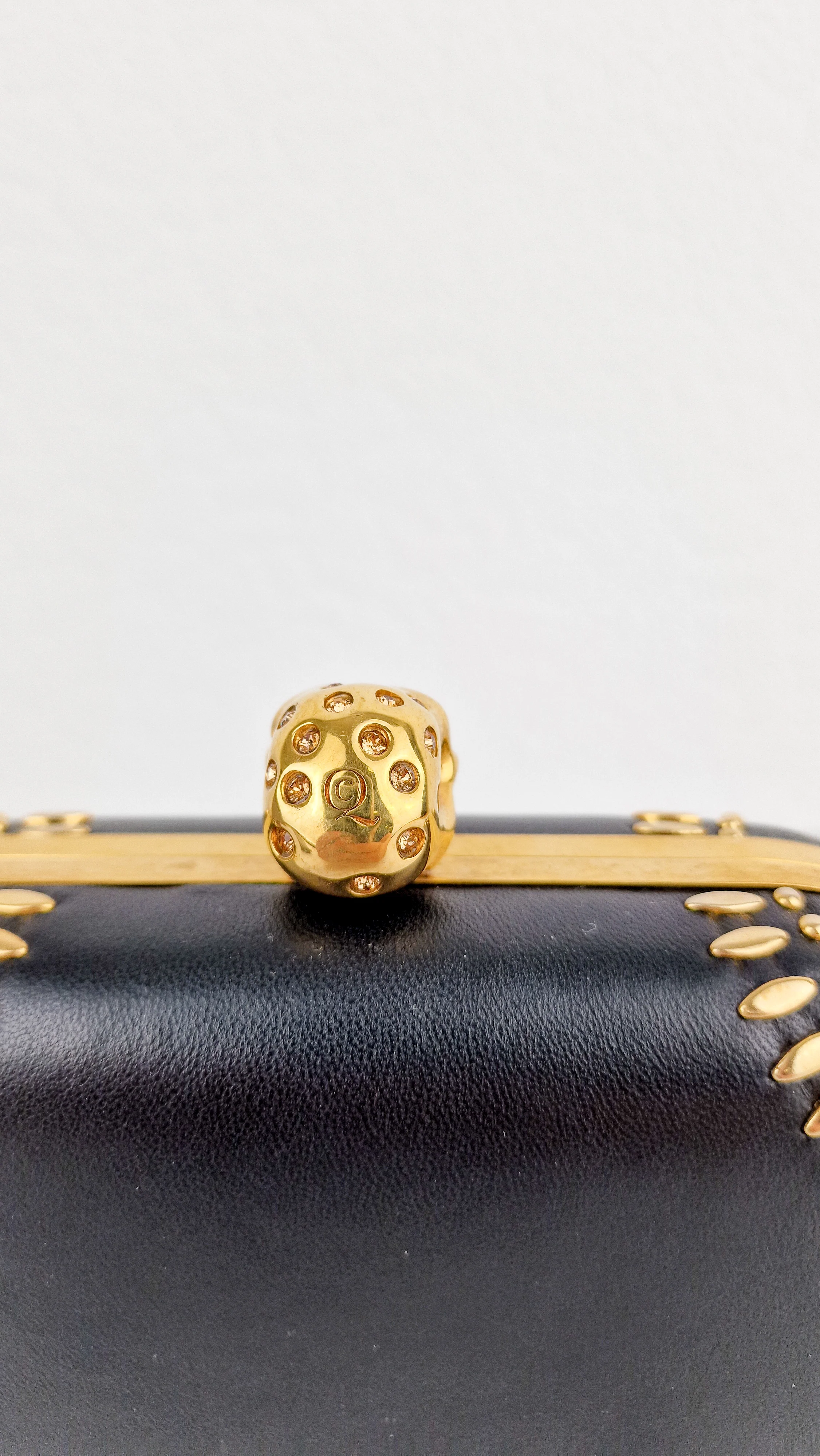Alexander McQueen Skull Box Clutch in Black Nappa Leather With Gold Studs - 236715 000926 - Image 6