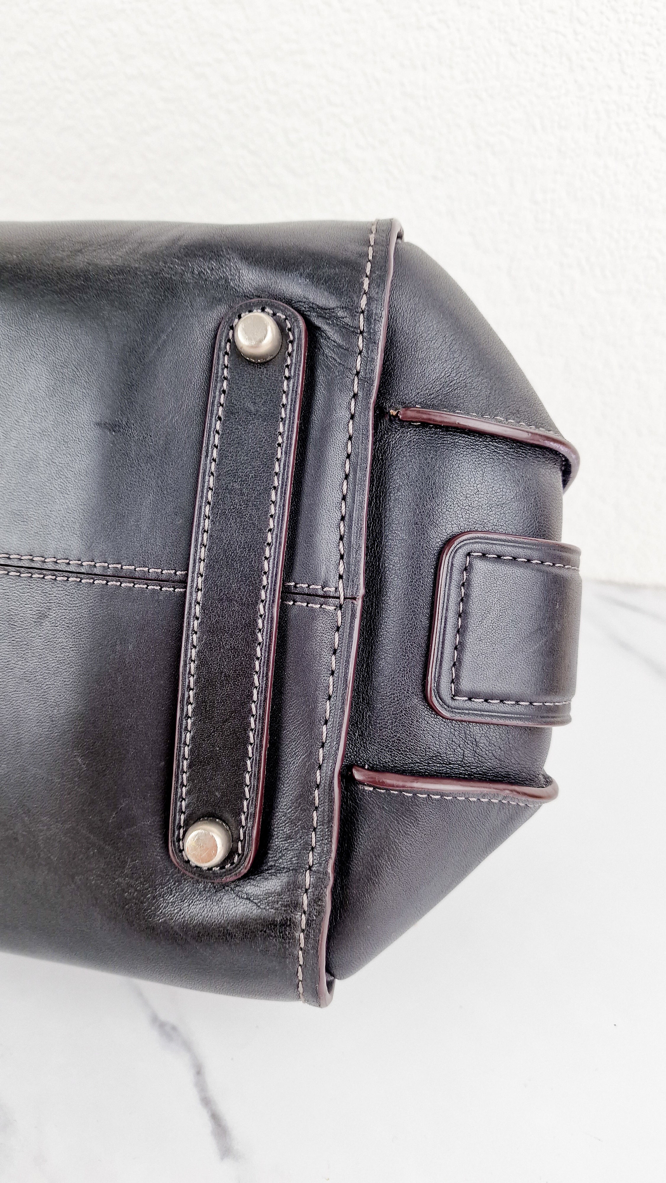 Coach Ace Satchel in Black Smooth Leather with Whipstitch Detail Handbag Crossbody - Coach 37017 - Image 11