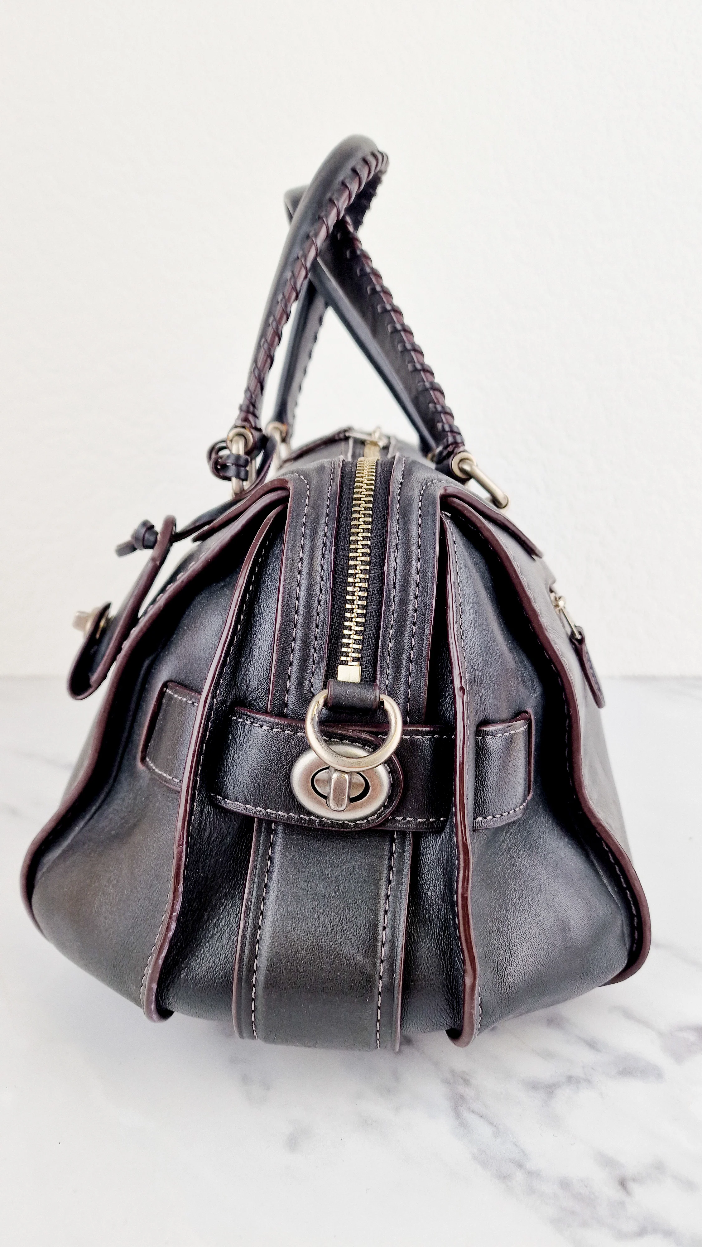 Coach Ace Satchel in Black Smooth Leather with Whipstitch Detail Handbag Crossbody - Coach 37017 - Image 5