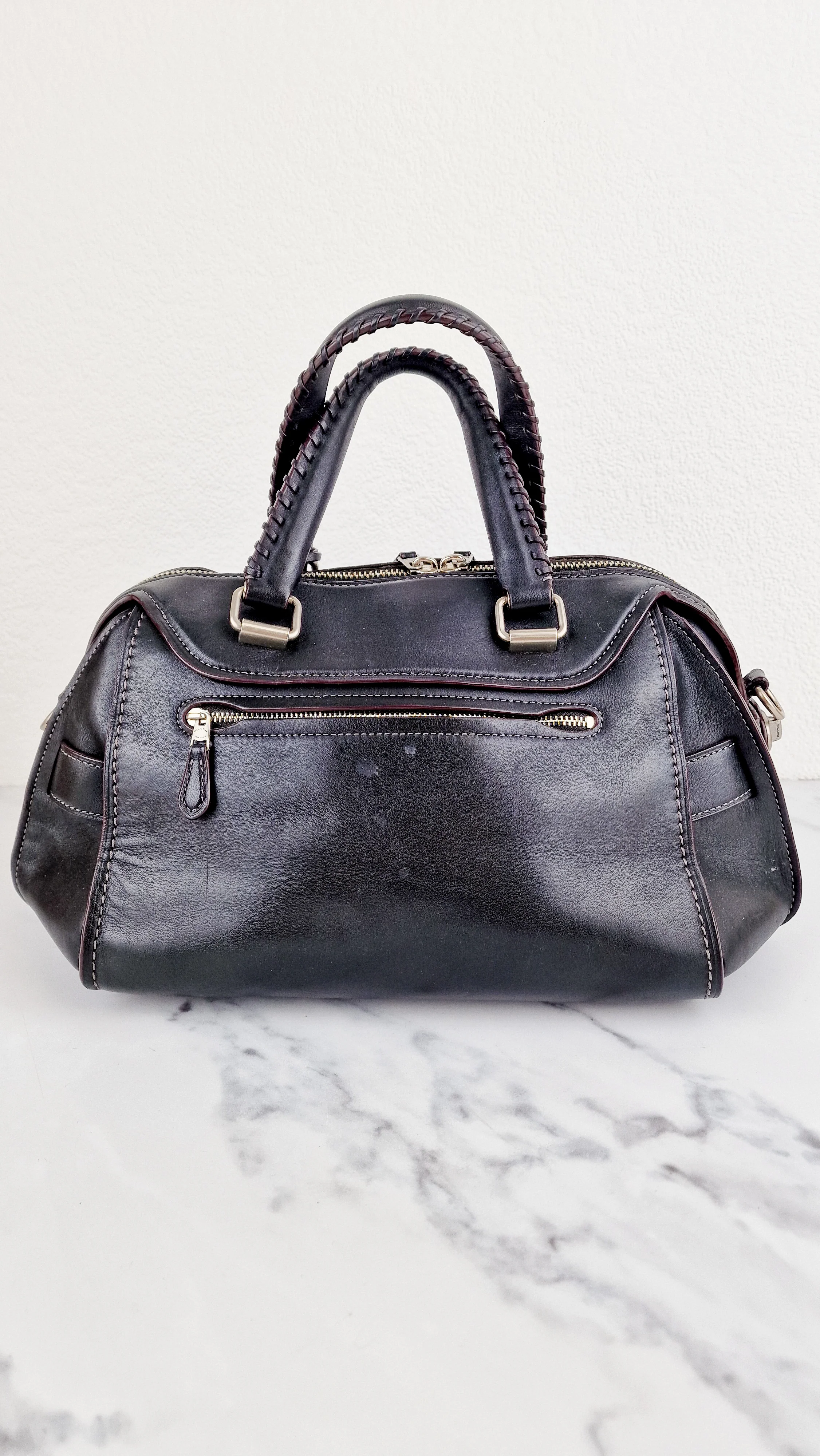 Coach Ace Satchel in Black Smooth Leather with Whipstitch Detail Handbag Crossbody - Coach 37017 - Image 7