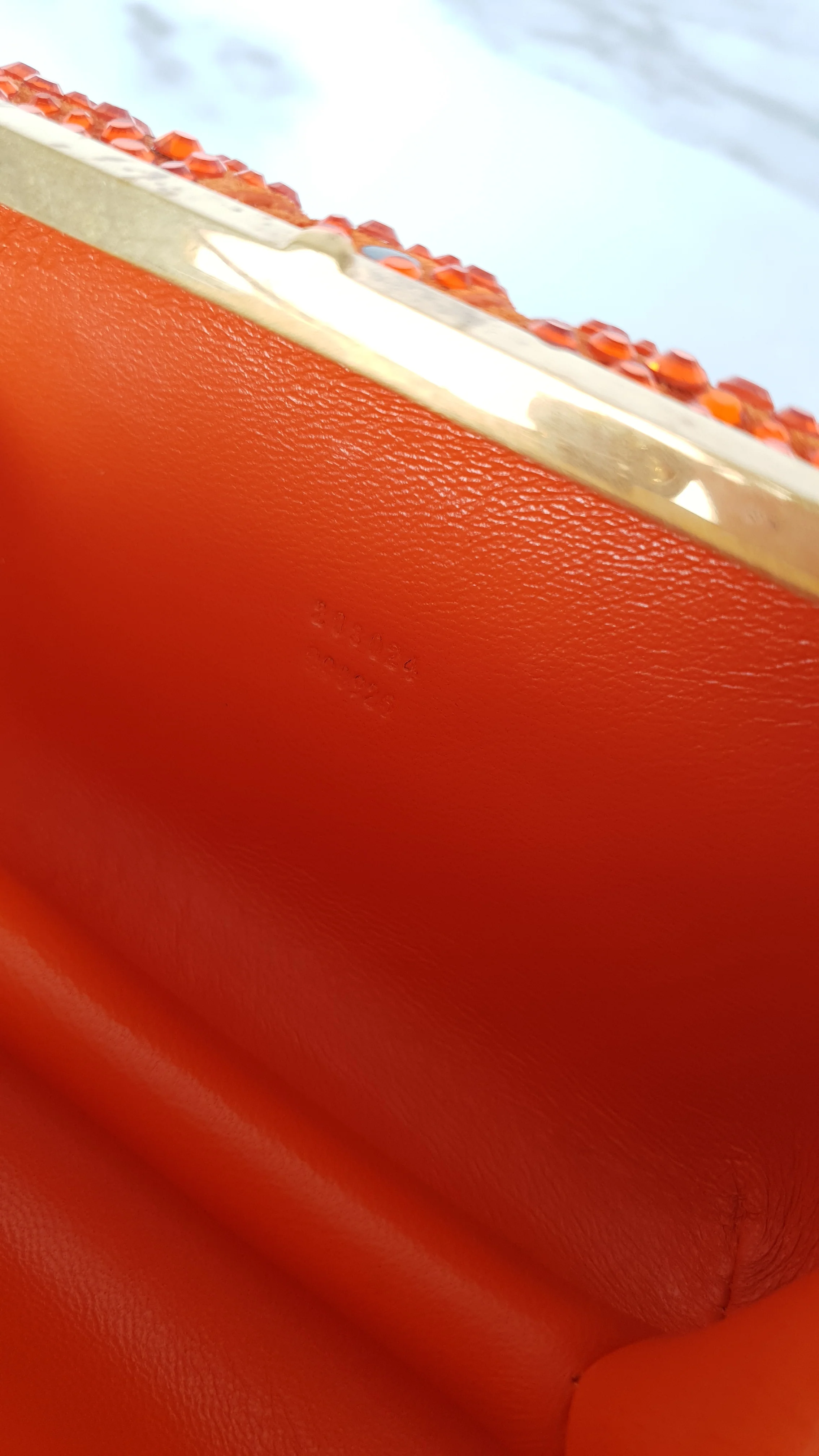 Alexander McQueen Britannia Skull Box Clutch in Orange Suede with Studs and Swarovski Crystals Style 208024 000926 - Image 14