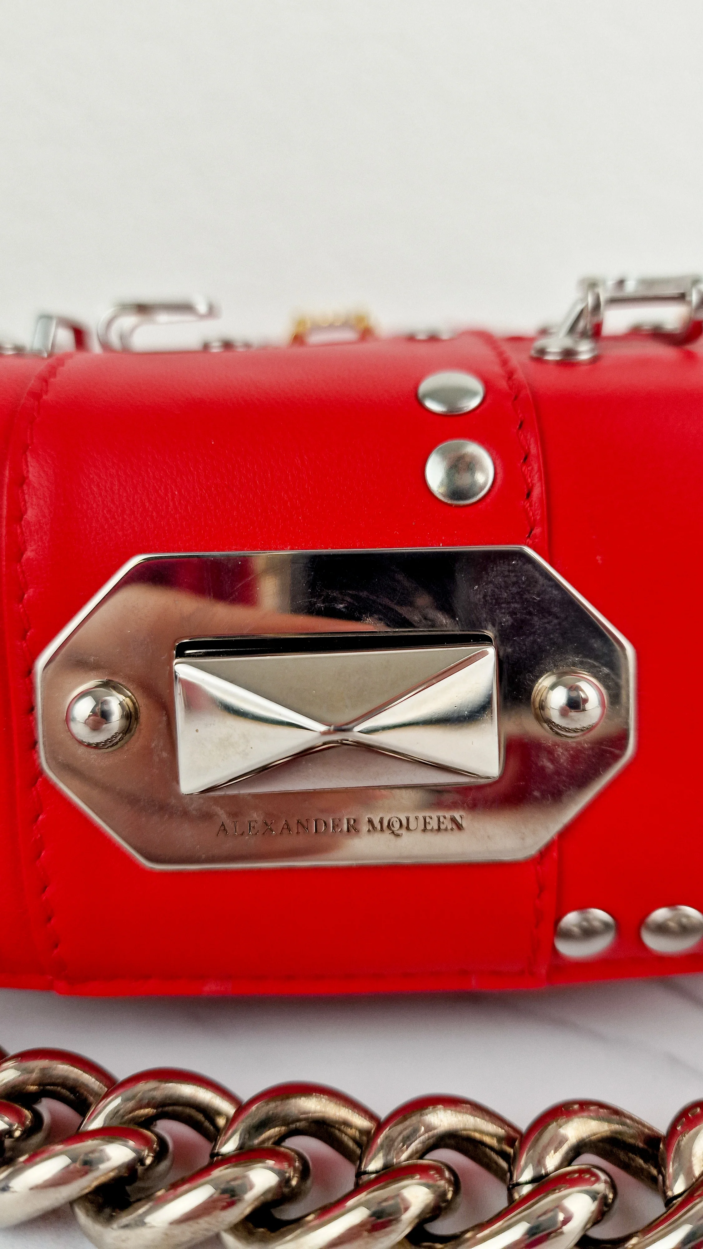 Alexander McQueen Lust Red Nano 16 Box Bag Hooks & Studs Handbag Crossbody Bag - Image 14