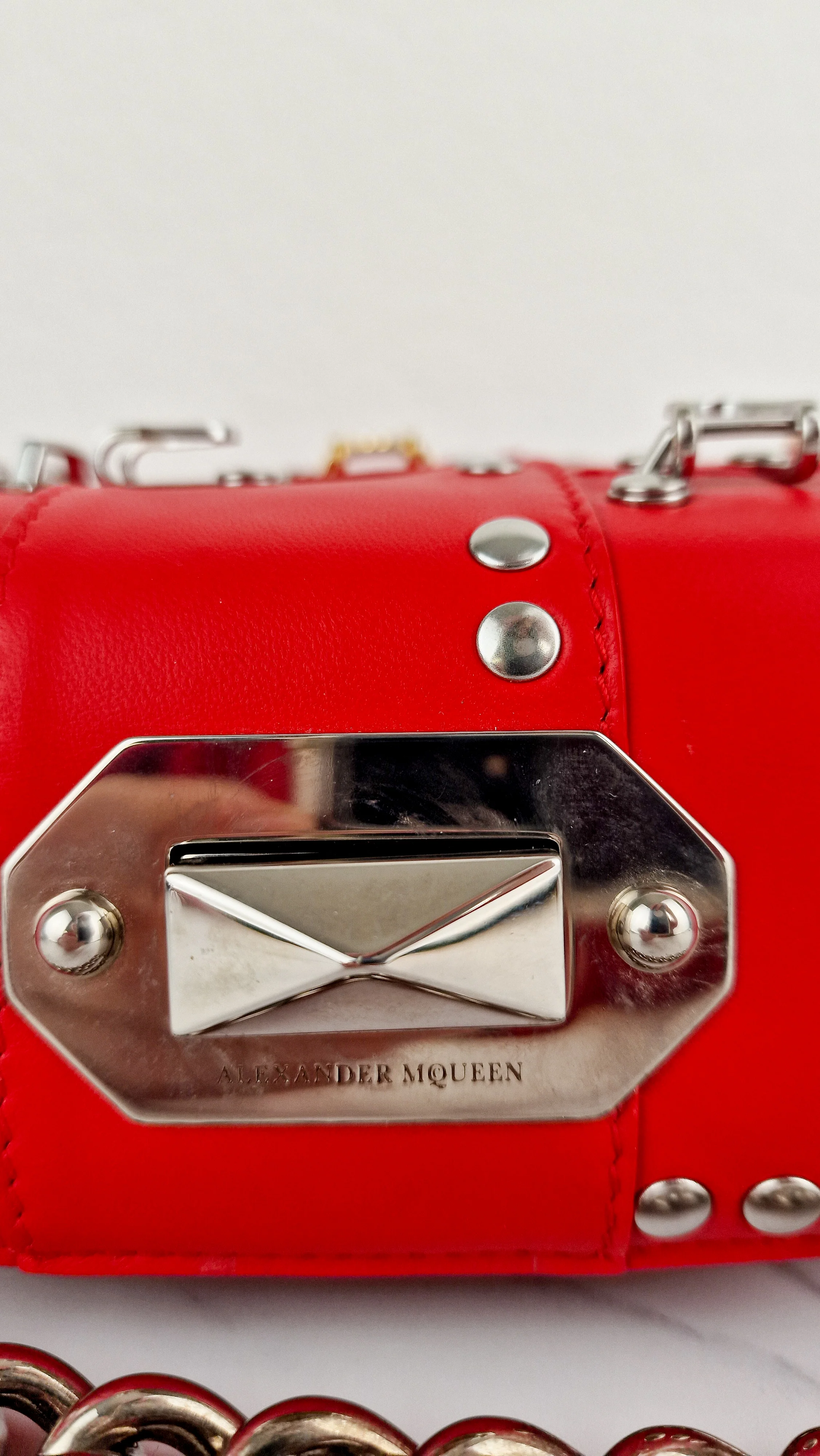 Alexander McQueen Lust Red Nano 16 Box Bag Hooks & Studs Handbag Crossbody Bag - Image 15
