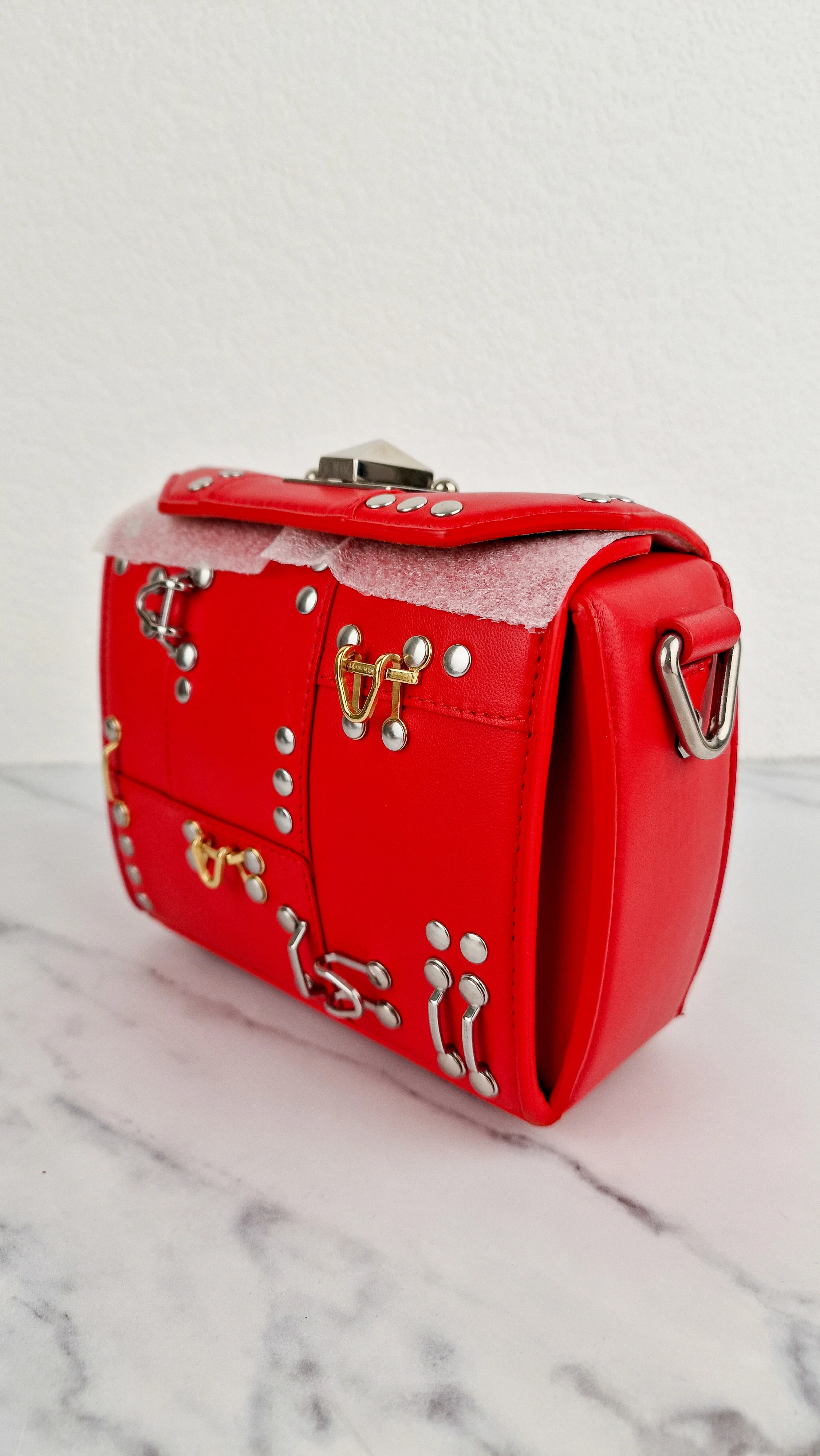 Alexander McQueen Lust Red Nano 16 Box Bag Hooks & Studs Handbag Crossbody Bag - Image 19