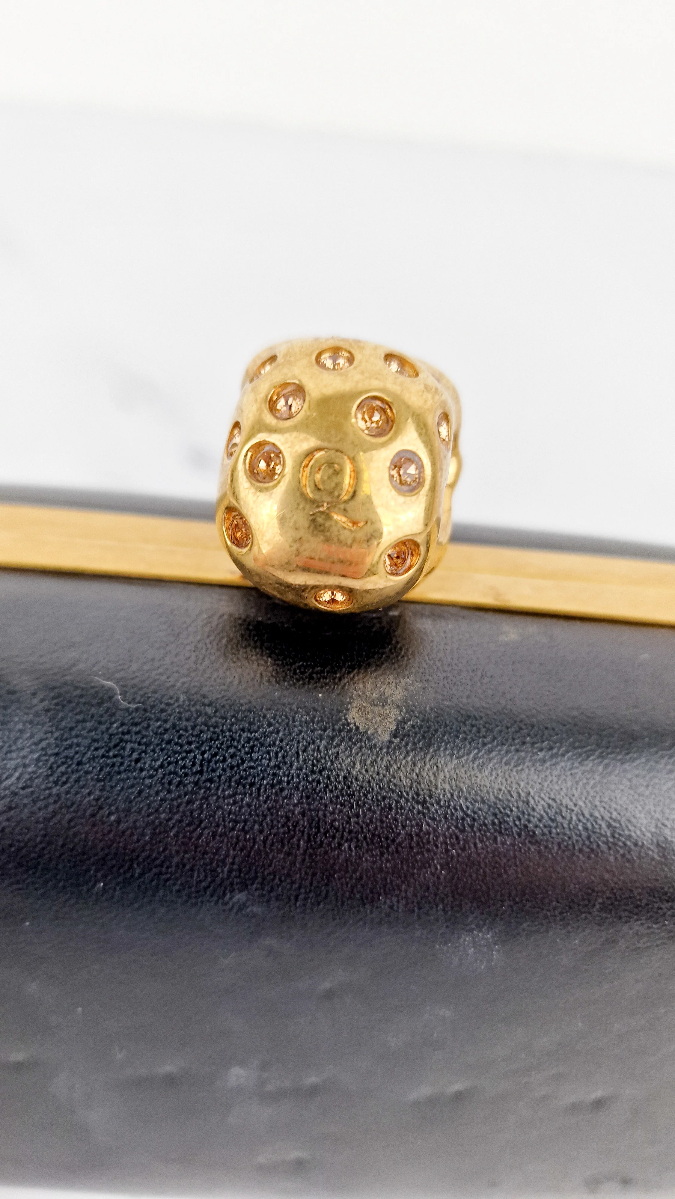 Alexander McQueen Skull Box Clutch Black Leather and Swarovski Crystals Gold Hardware - Image 21