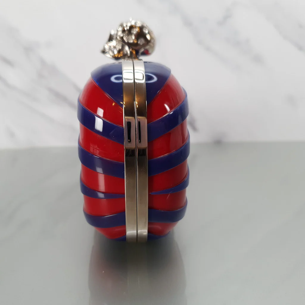 Alexander McQueen Skull Box Clutch in Red & Blue Plastic With Swarovski Crystals - Image 5