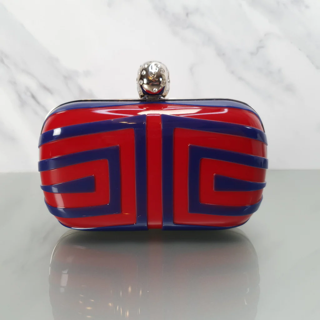 Alexander McQueen Skull Box Clutch in Red & Blue Plastic With Swarovski Crystals - Image 7
