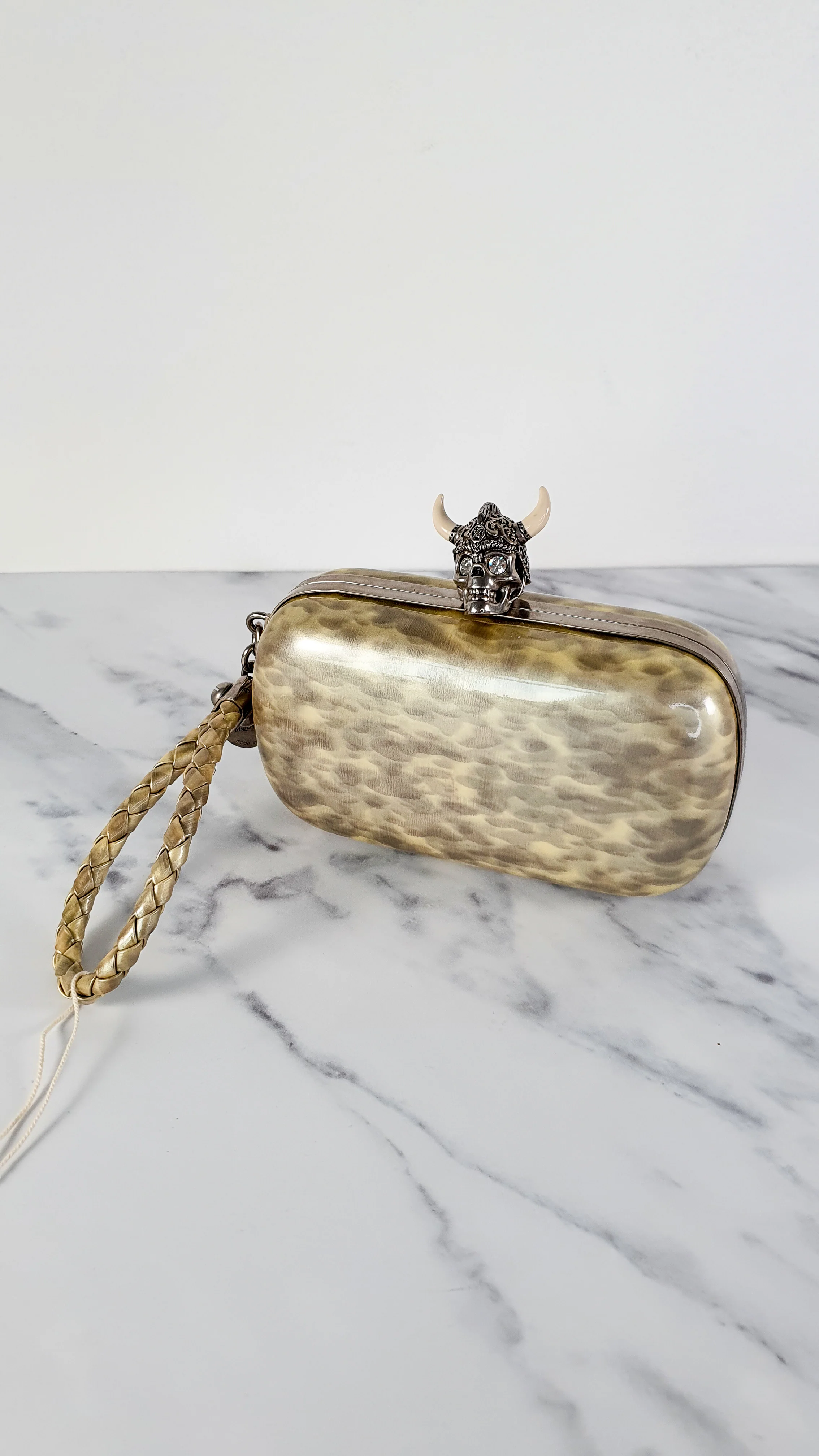 Alexander McQueen Viking Skull Box Clutch Wristlet - Style 246975 000926 - Image 4
