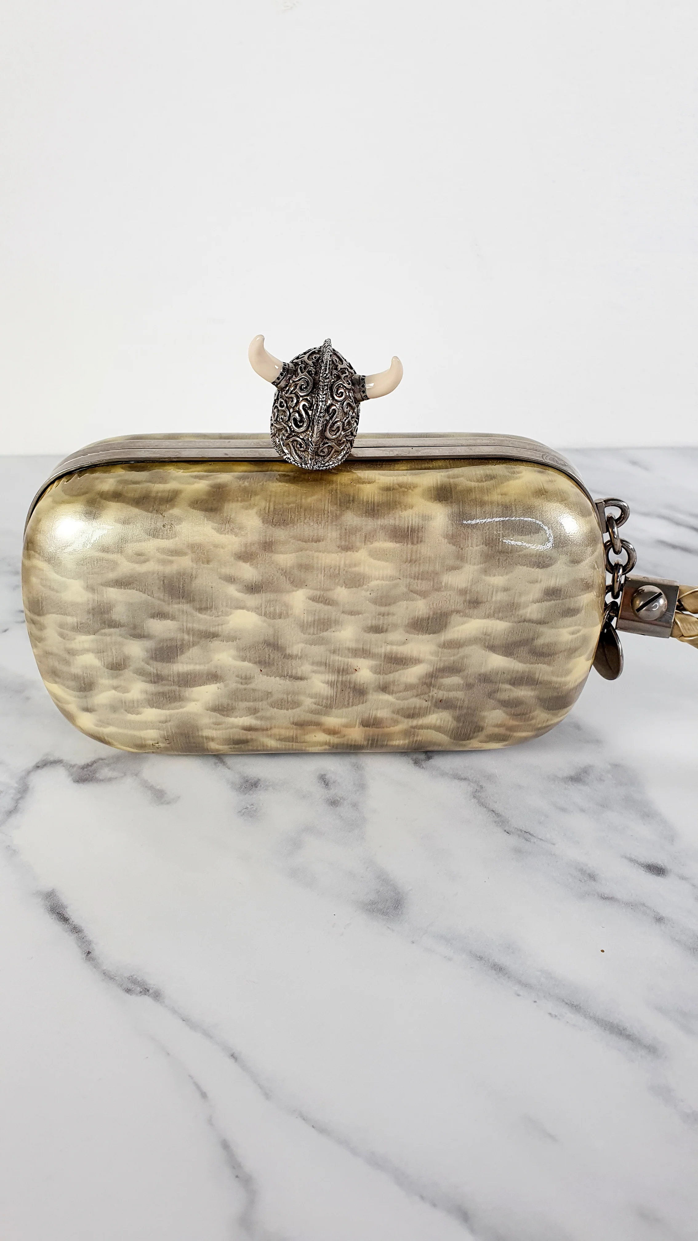 Alexander McQueen Viking Skull Box Clutch Wristlet - Style 246975 000926 - Image 6