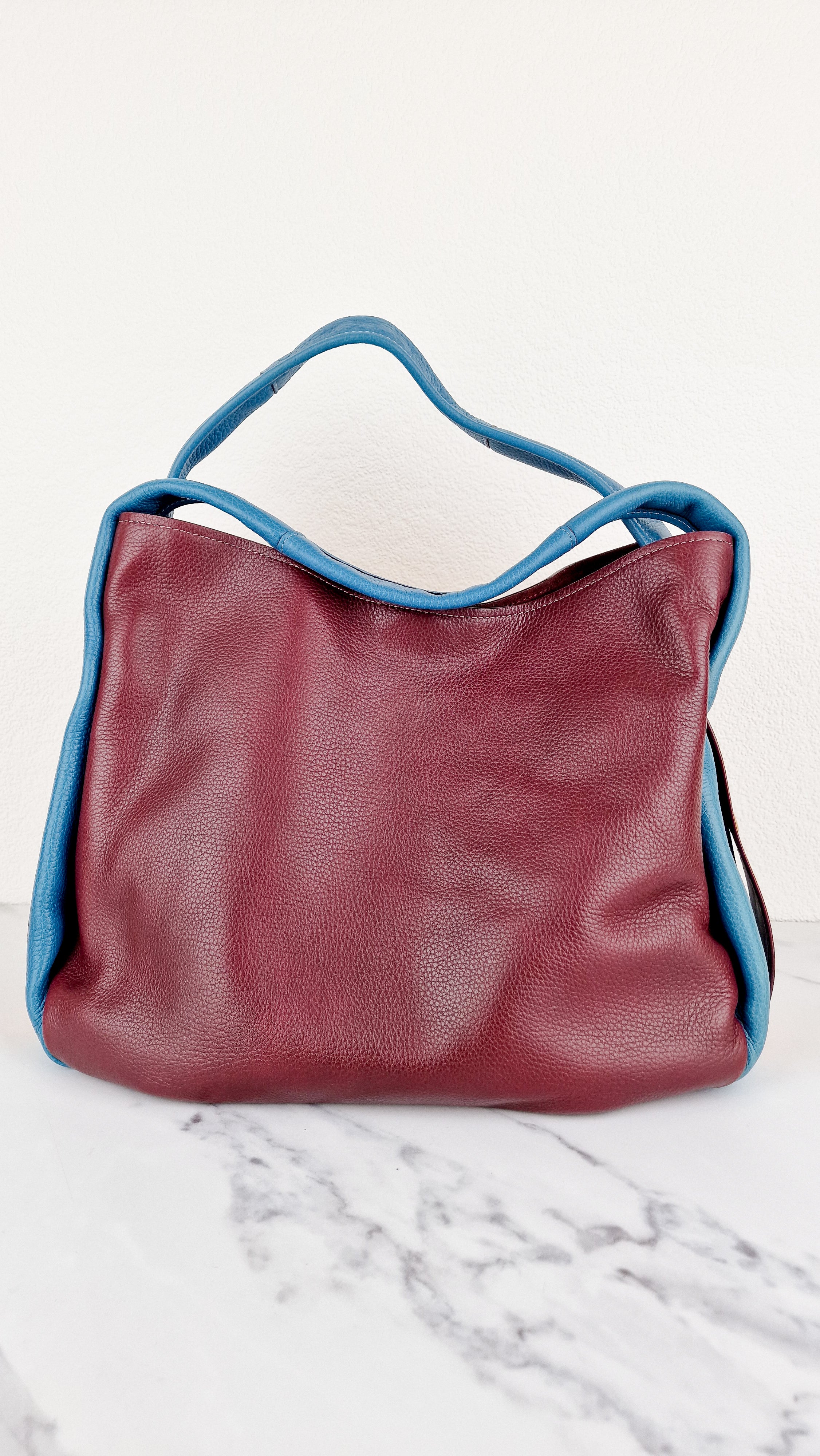 Coach 1941 Bandit Hobo 39 Bag in Goldenrod Yellow, Blue & Oxblood Pebble Leather - 2 in 1 handbag - Coach 10736 - Image 6