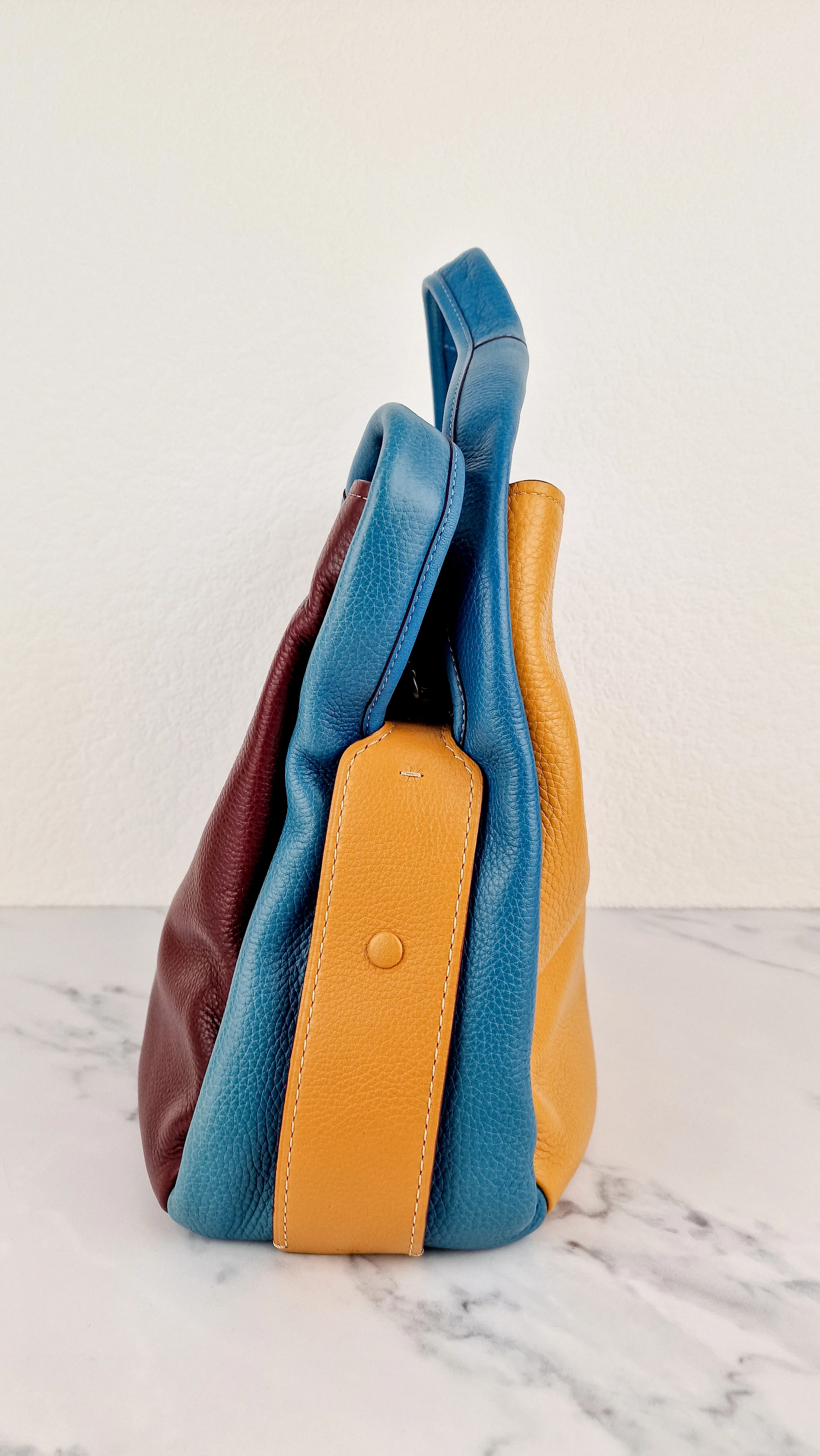 Coach 1941 Bandit Hobo 39 Bag in Goldenrod Yellow, Blue & Oxblood Pebble Leather - 2 in 1 handbag - Coach 10736 - Image 7