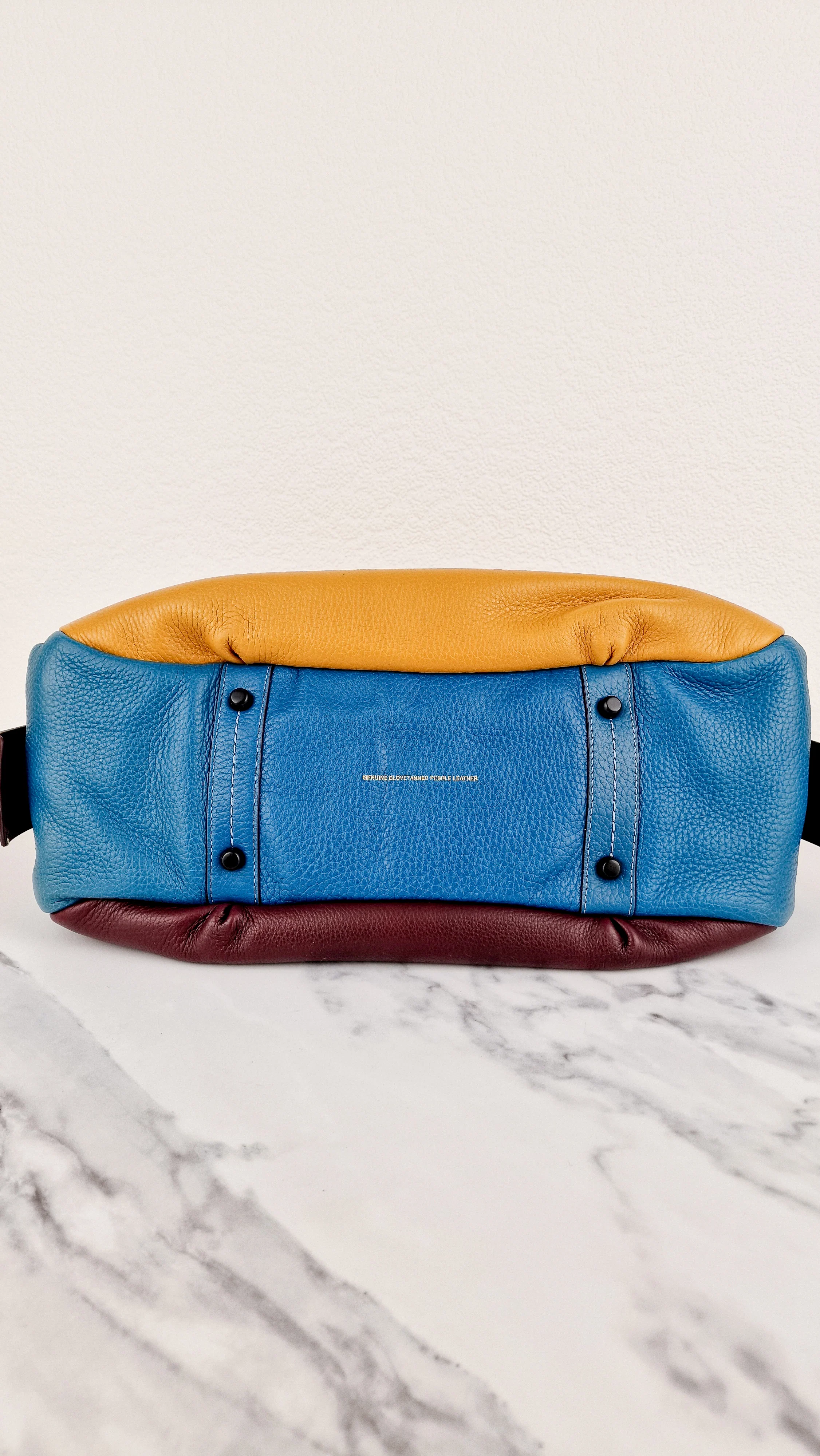 Coach 1941 Bandit Hobo 39 Bag in Goldenrod Yellow, Blue & Oxblood Pebble Leather - 2 in 1 handbag - Coach 10736 - Image 9