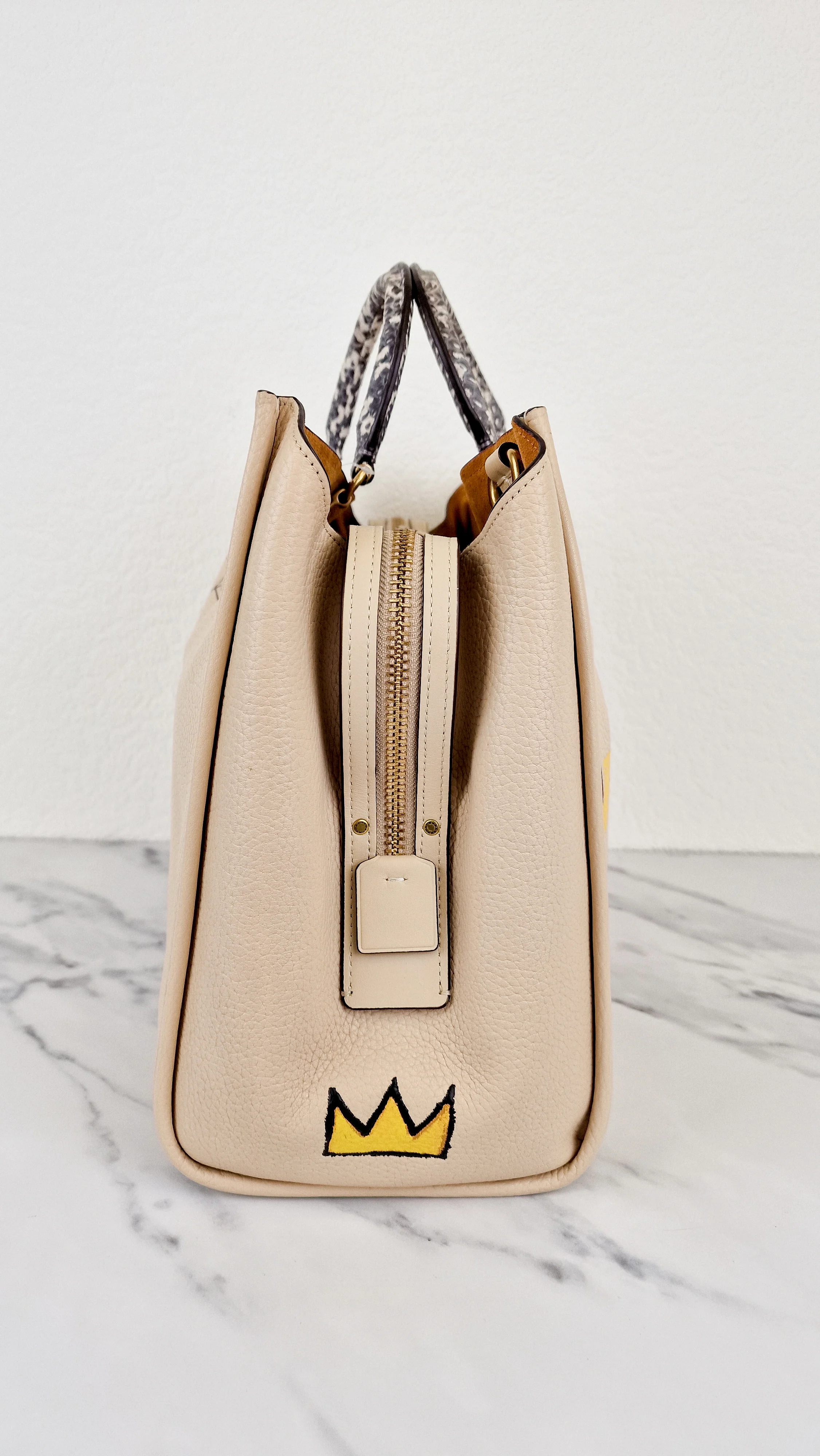 Coach Rogue 39 Jean-Michel Basquiat Bag in Ivory Pebble Leather with Snakeskin - Handbag Shoulder Bag - Coach 6877 - Image 10