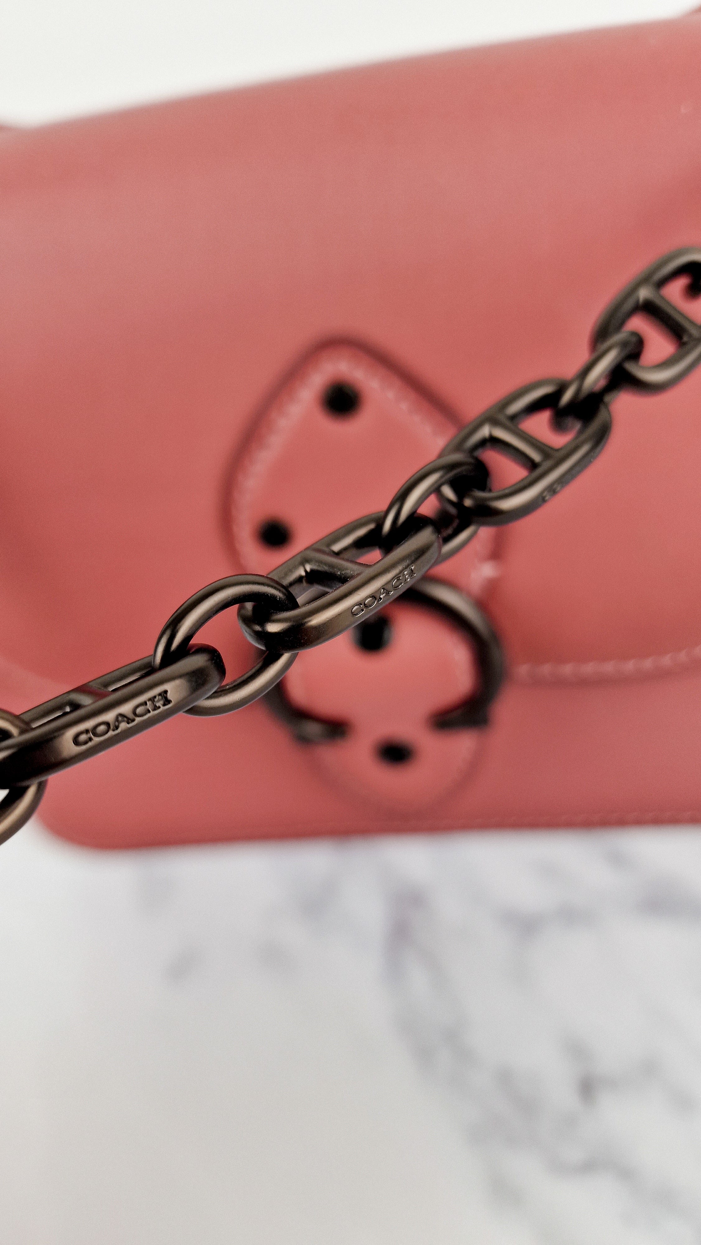 Coach Beat Shoulder Bag 18 in Vintage Pink Melon Smooth Leather Flap Bag Handbag - Coach C0753 - Image 11