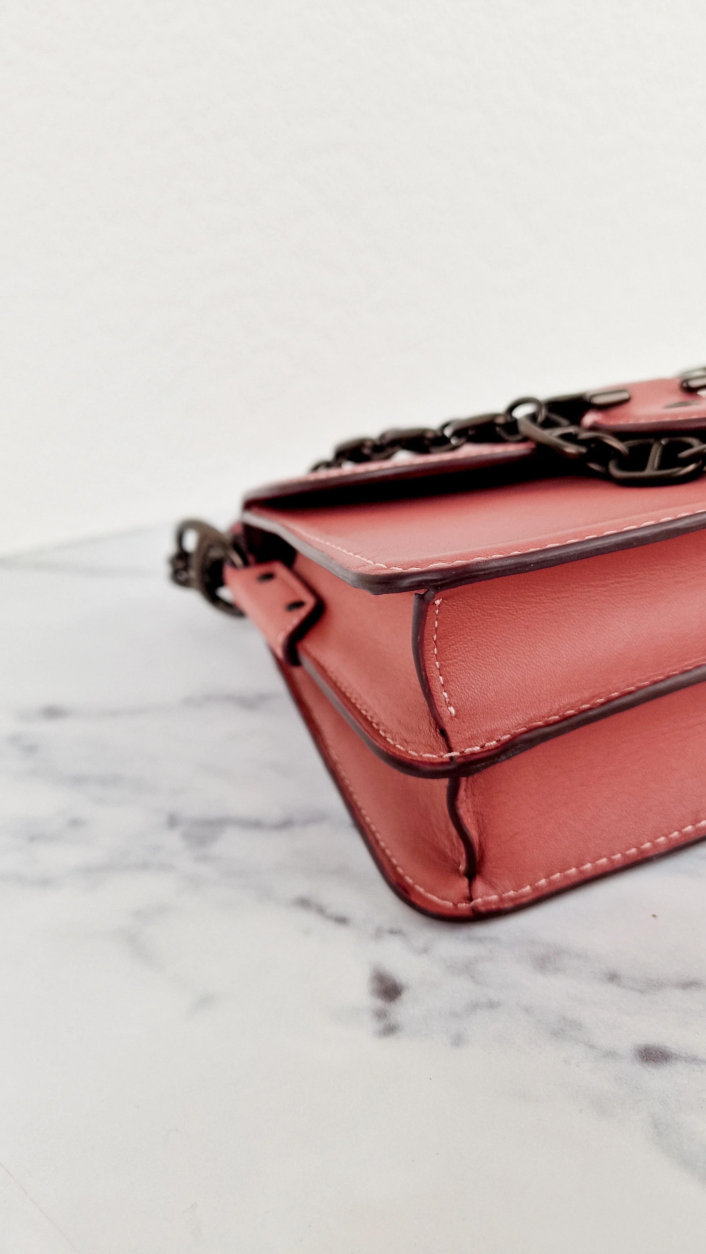Coach Beat Shoulder Bag 18 in Vintage Pink Melon Smooth Leather Flap Bag Handbag - Coach C0753 - Image 9