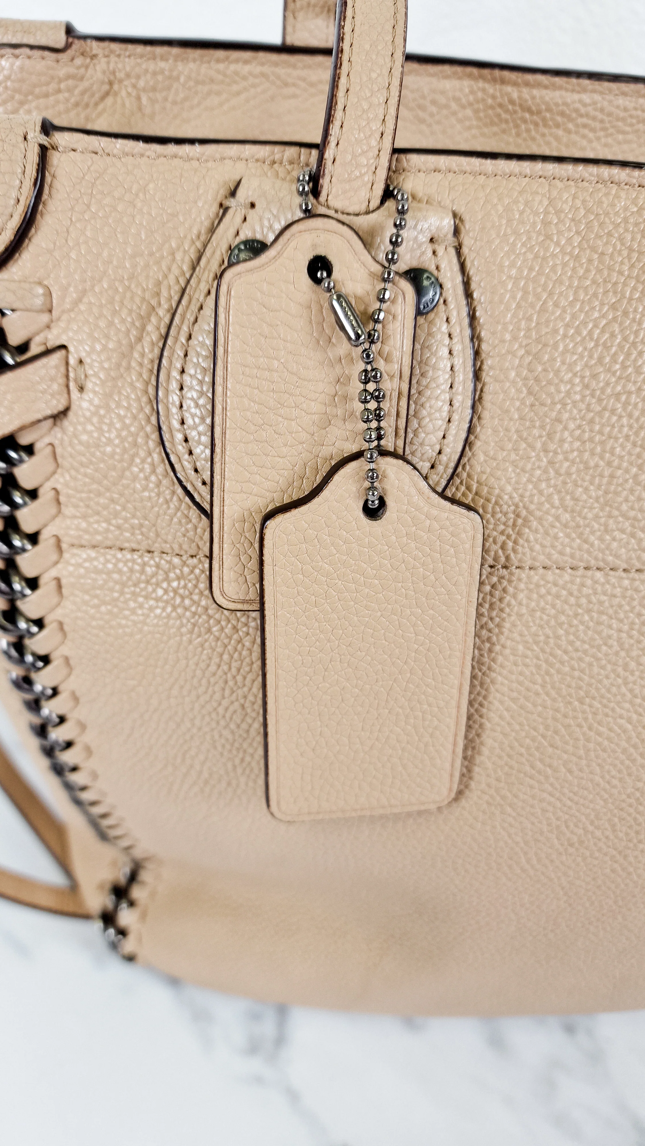 Coach Tatum Tote with Whiplash Chain Detail in Beechwood Beige Nude - Handbag Shoulder Bag - Coach 34398 - Image 5