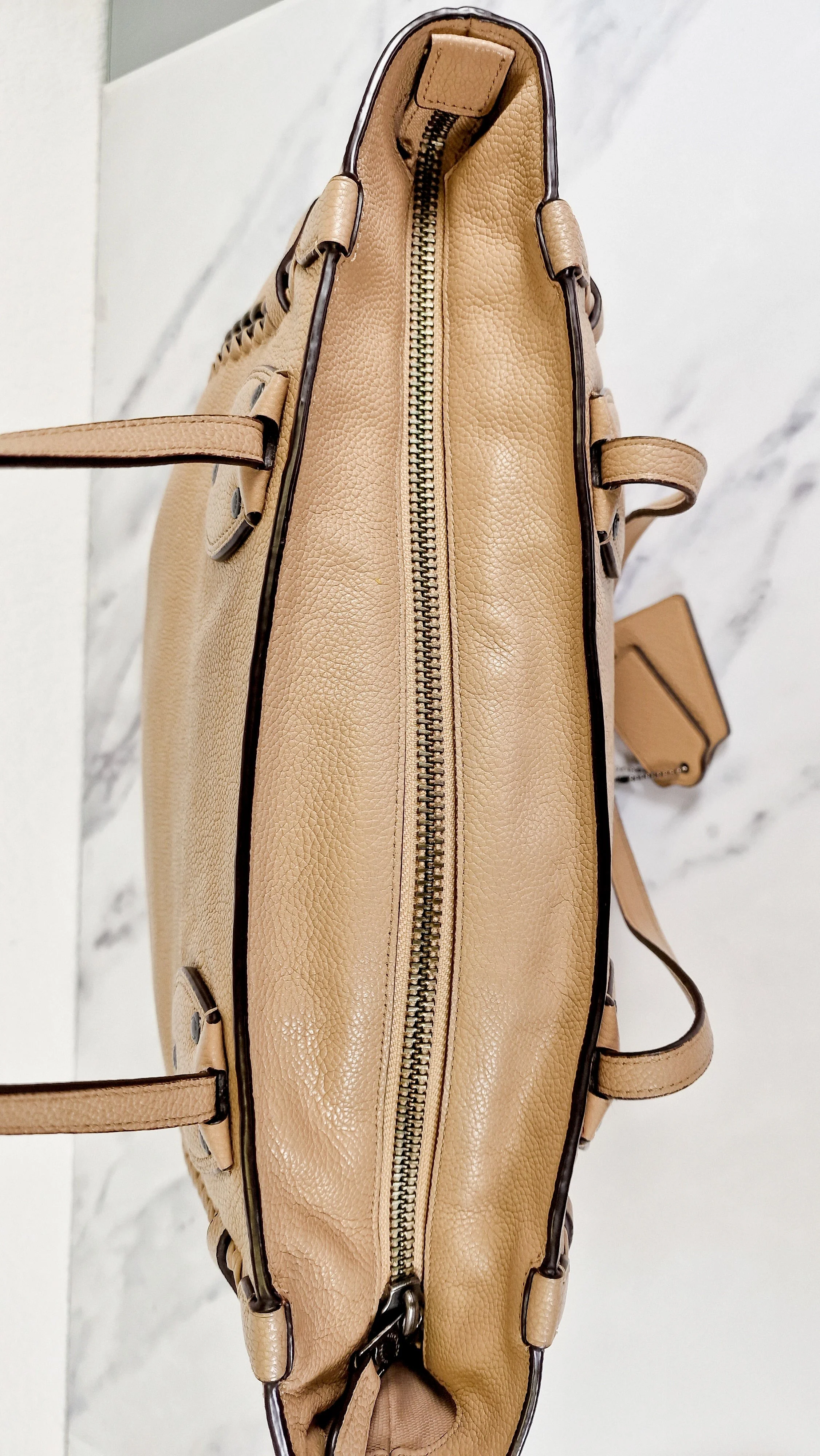 Coach Tatum Tote with Whiplash Chain Detail in Beechwood Beige Nude - Handbag Shoulder Bag - Coach 34398 - Image 8