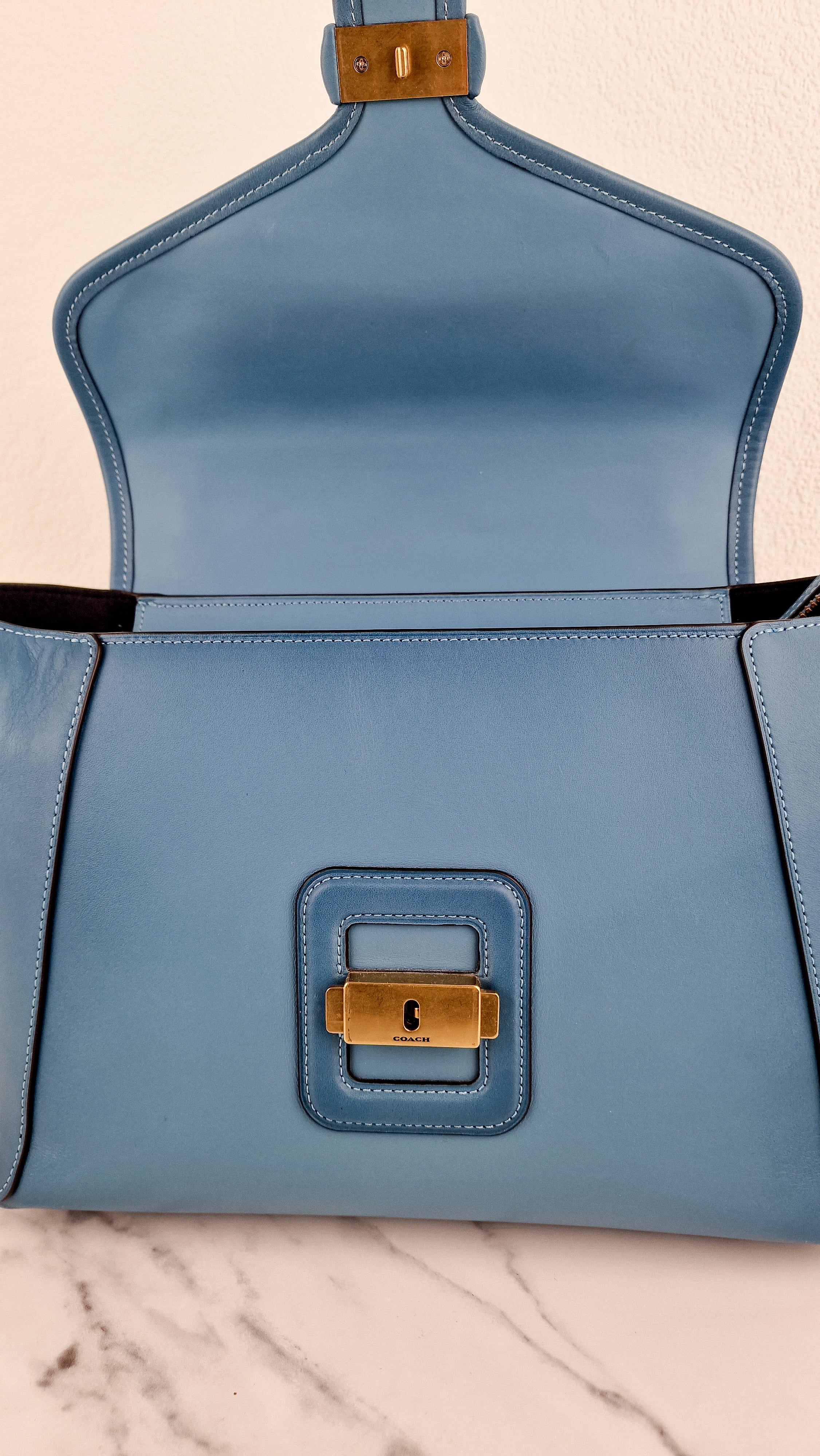 Coach 1941 Courier Carryall in Pacific Blue Smooth Leather Tophandle Crossbody Bag Satchel - Coach 88348 - Image 15