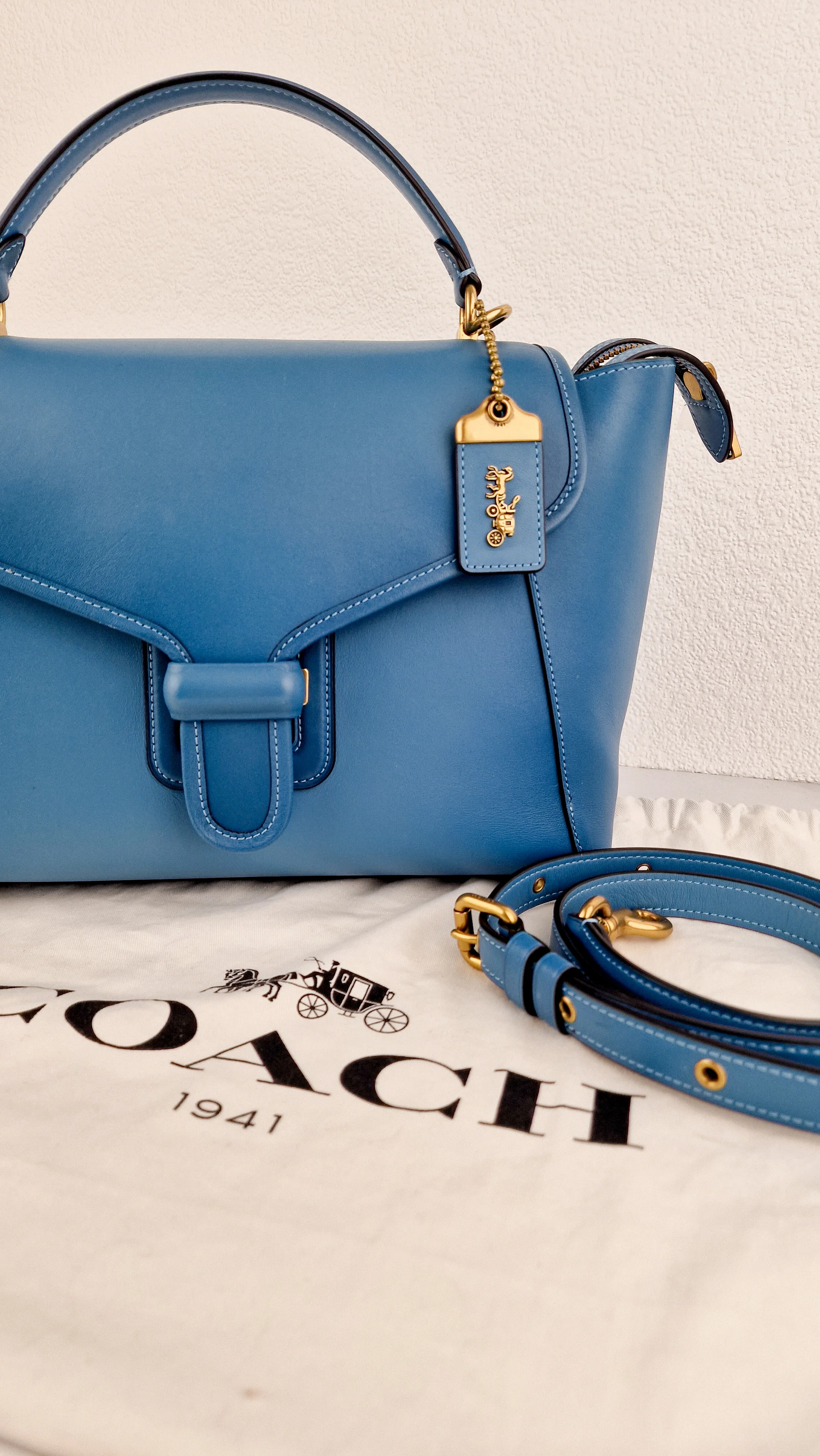 Coach 1941 Courier Carryall in Pacific Blue Smooth Leather Tophandle Crossbody Bag Satchel - Coach 88348 - Image 19