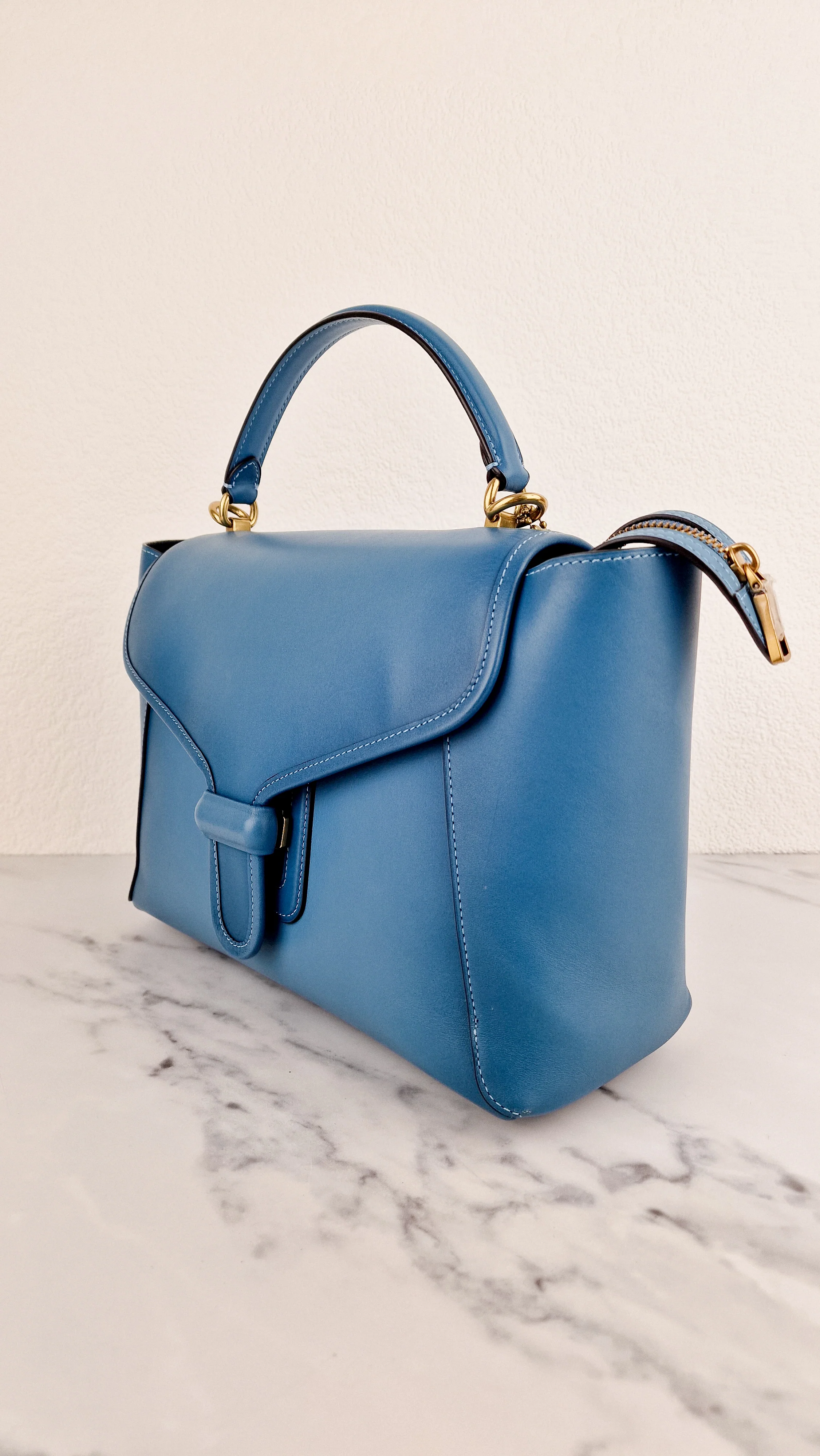 Coach 1941 Courier Carryall in Pacific Blue Smooth Leather Tophandle Crossbody Bag Satchel - Coach 88348 - Image 3