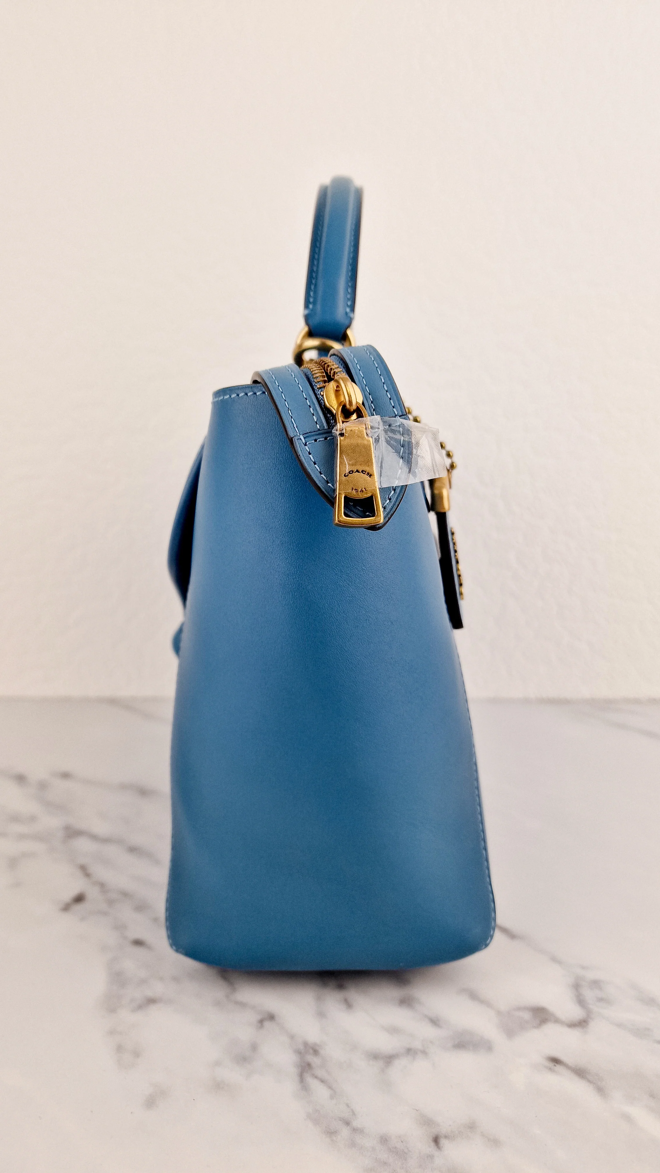 Coach 1941 Courier Carryall in Pacific Blue Smooth Leather Tophandle Crossbody Bag Satchel - Coach 88348 - Image 4