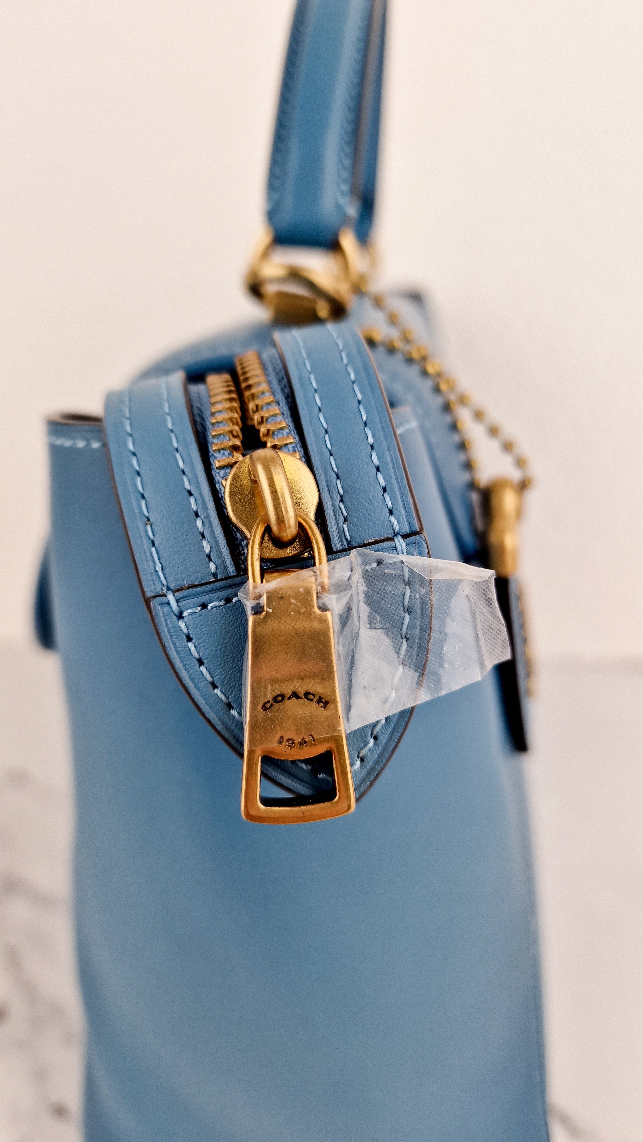 Coach 1941 Courier Carryall in Pacific Blue Smooth Leather Tophandle Crossbody Bag Satchel - Coach 88348 - Image 5