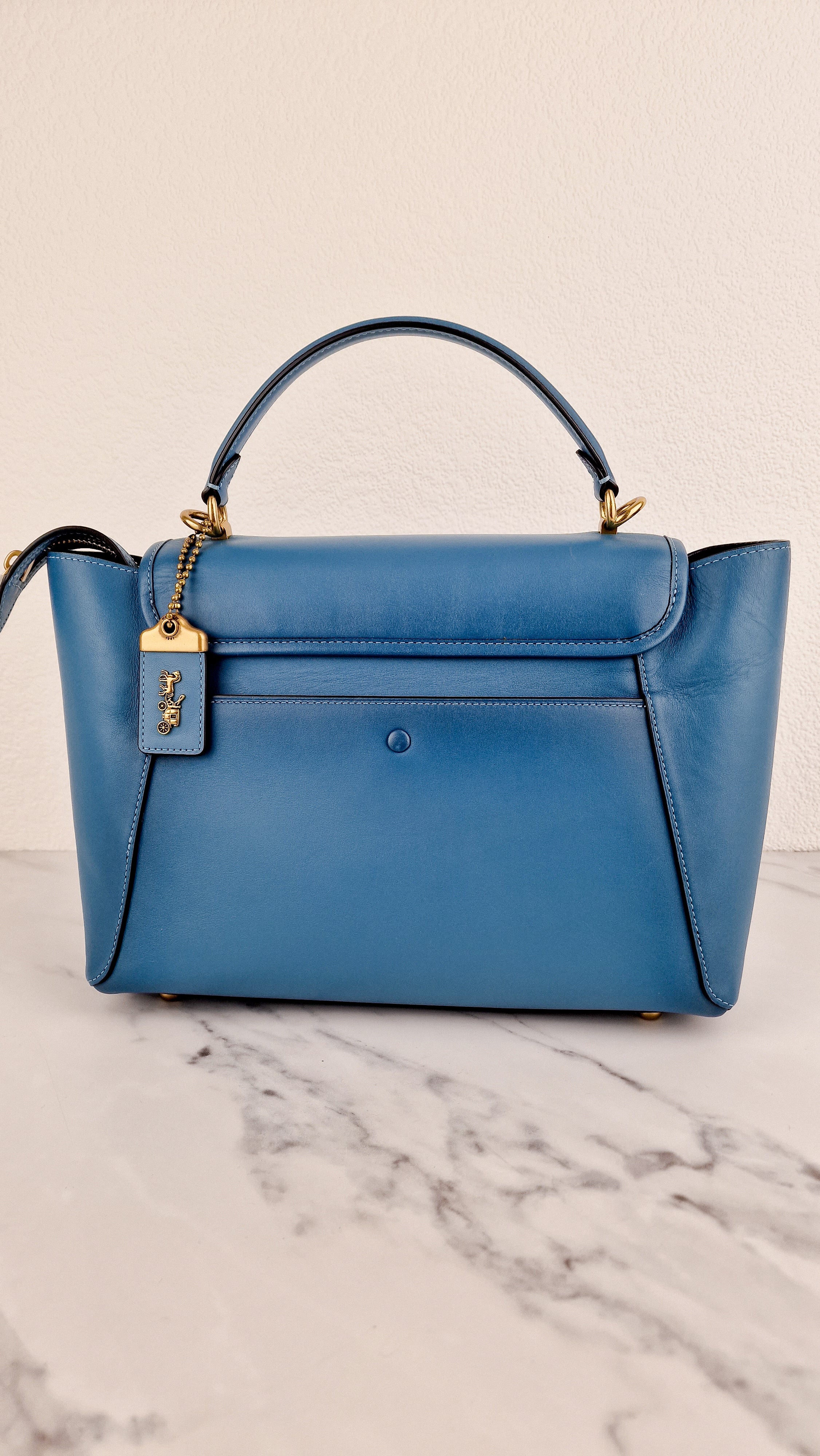 Coach 1941 Courier Carryall in Pacific Blue Smooth Leather Tophandle Crossbody Bag Satchel - Coach 88348 - Image 6