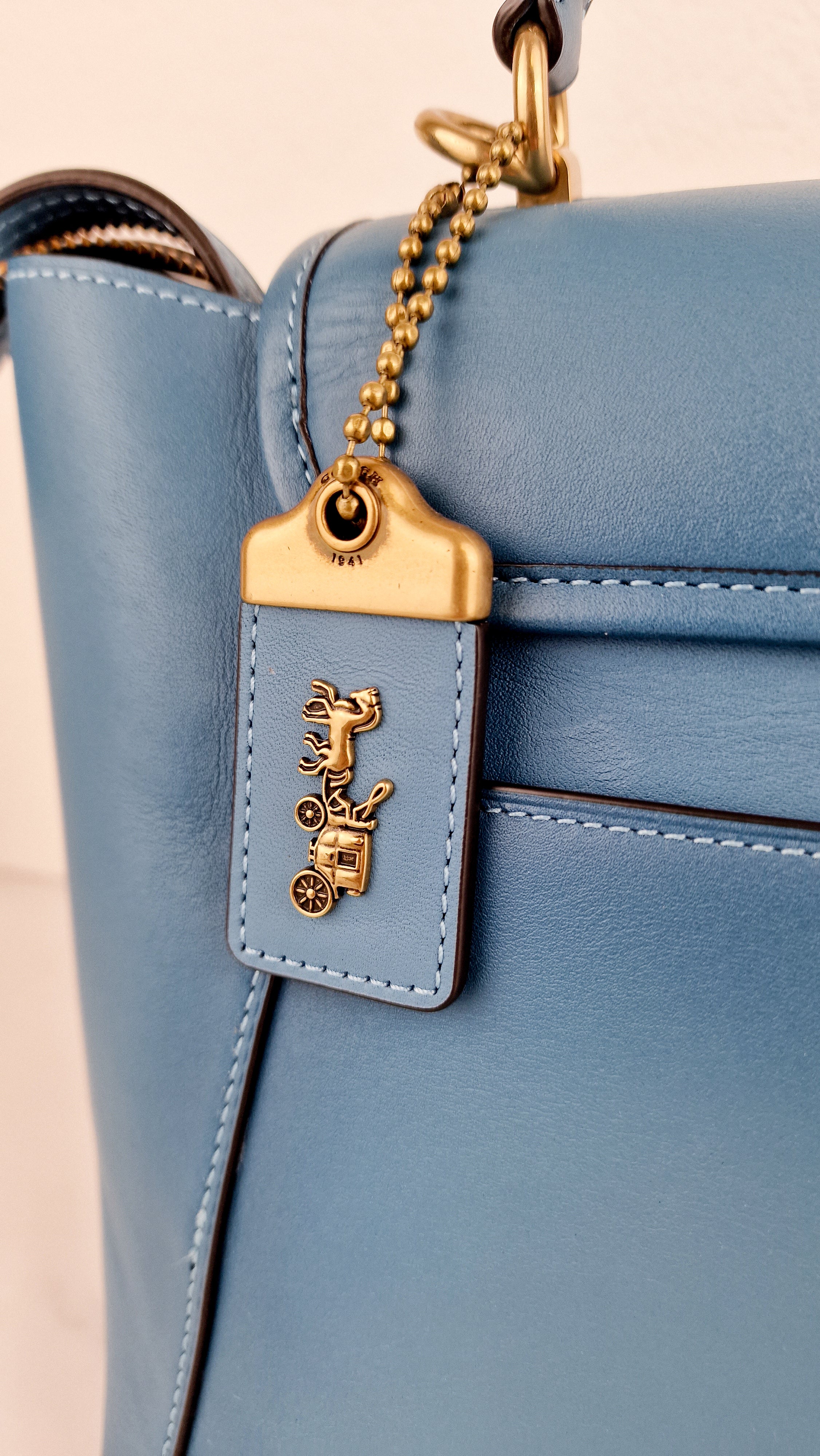 Coach 1941 Courier Carryall in Pacific Blue Smooth Leather Tophandle Crossbody Bag Satchel - Coach 88348 - Image 7