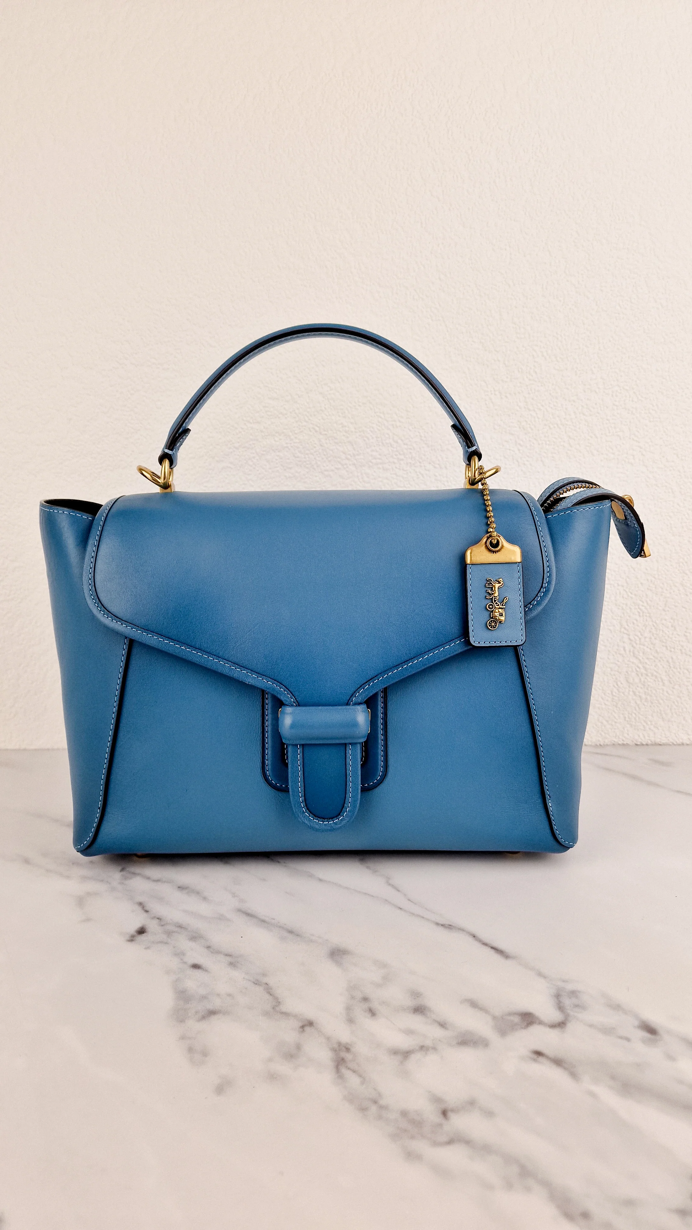 Coach 1941 Courier Carryall in Pacific Blue Smooth Leather Tophandle Crossbody Bag Satchel - Coach 88348 - Image 9