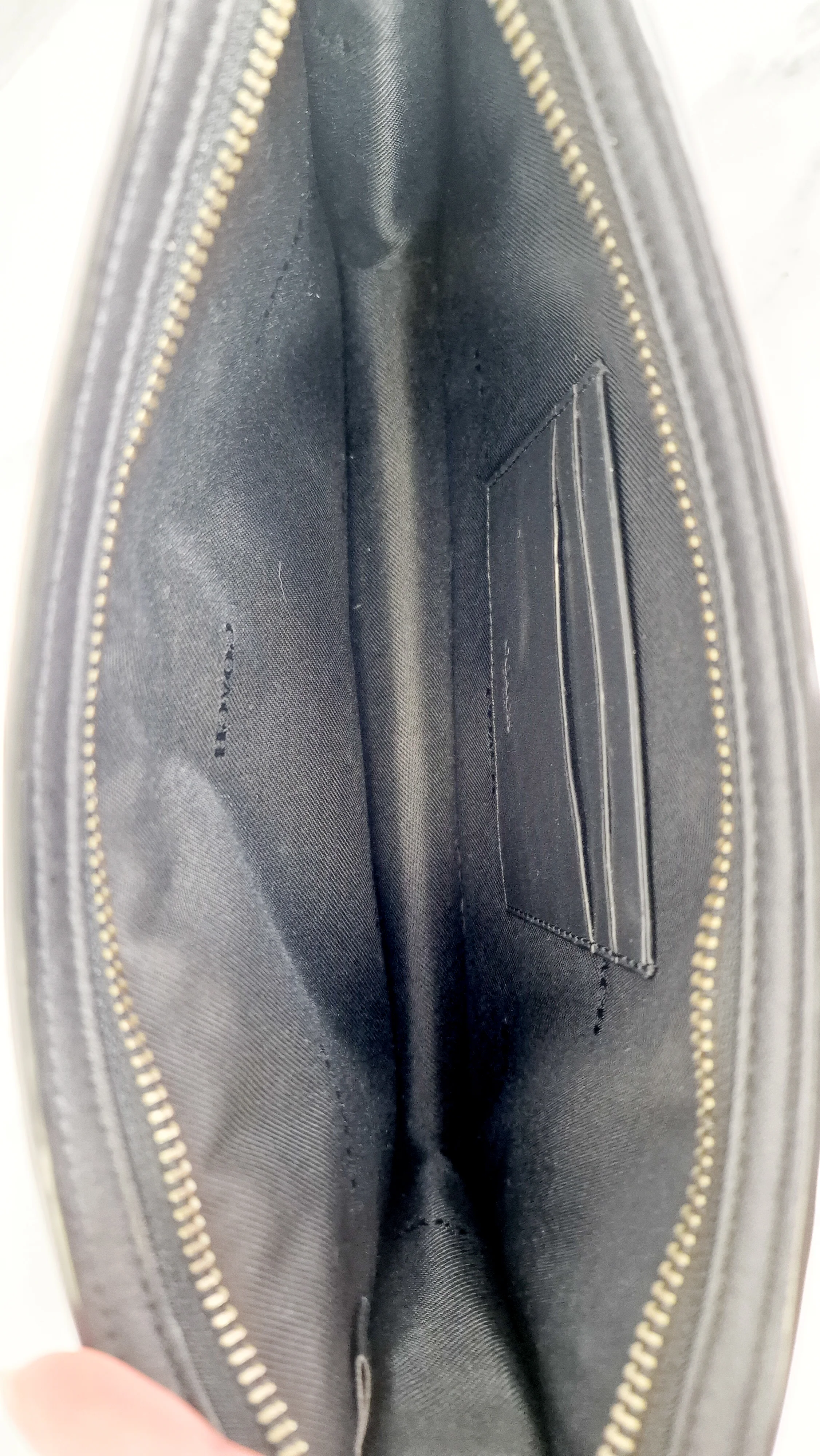 Coach Rivington Convetible Pouch Clutch in Navy Blue Smooth Leather with Yellow Details - Coach 68232 - Image 8