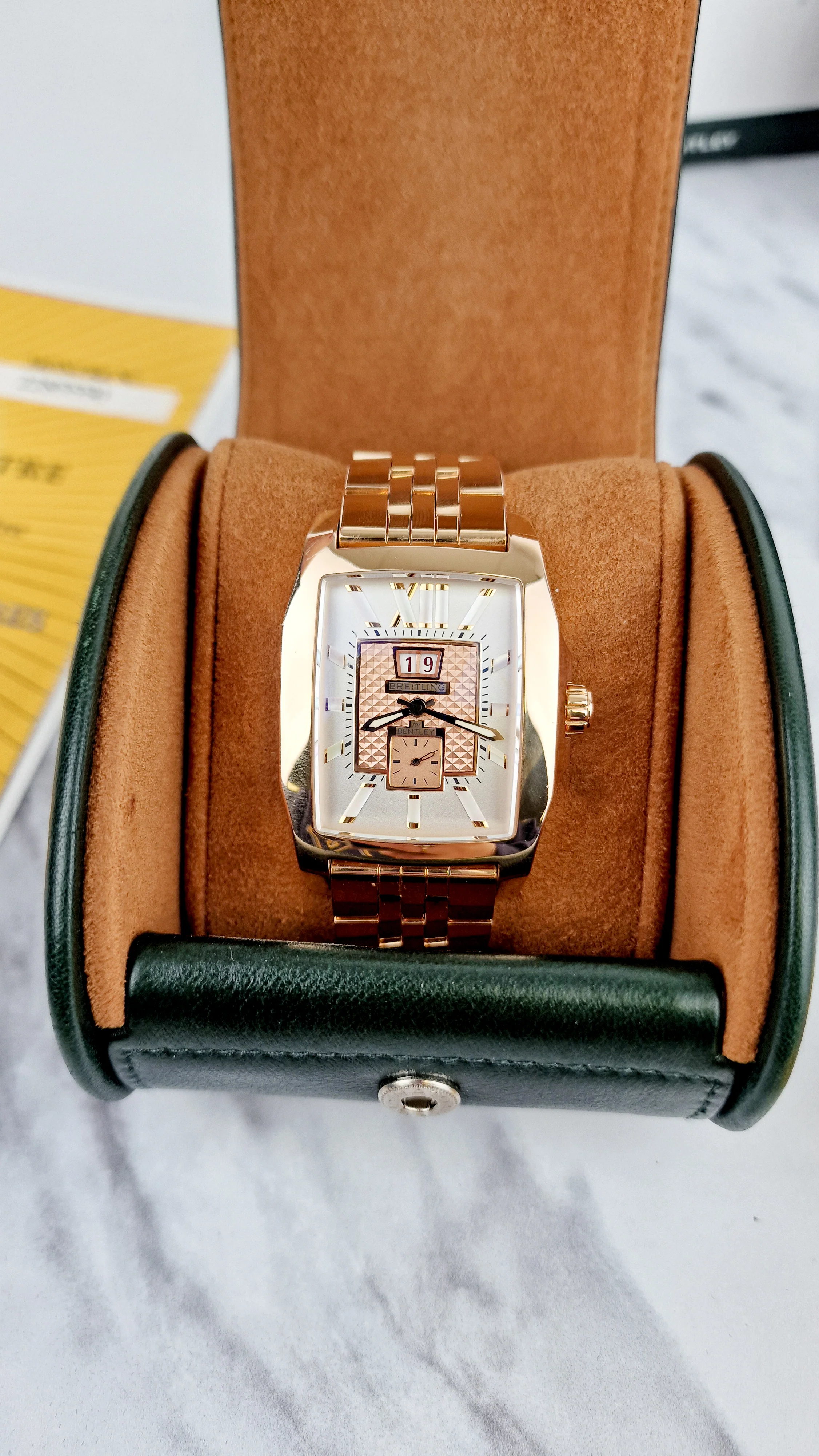 Breitling for Bentley Flying B Date 18K Rose Gold Watch MOP Full Set Box & Papers R16362 - Image 10