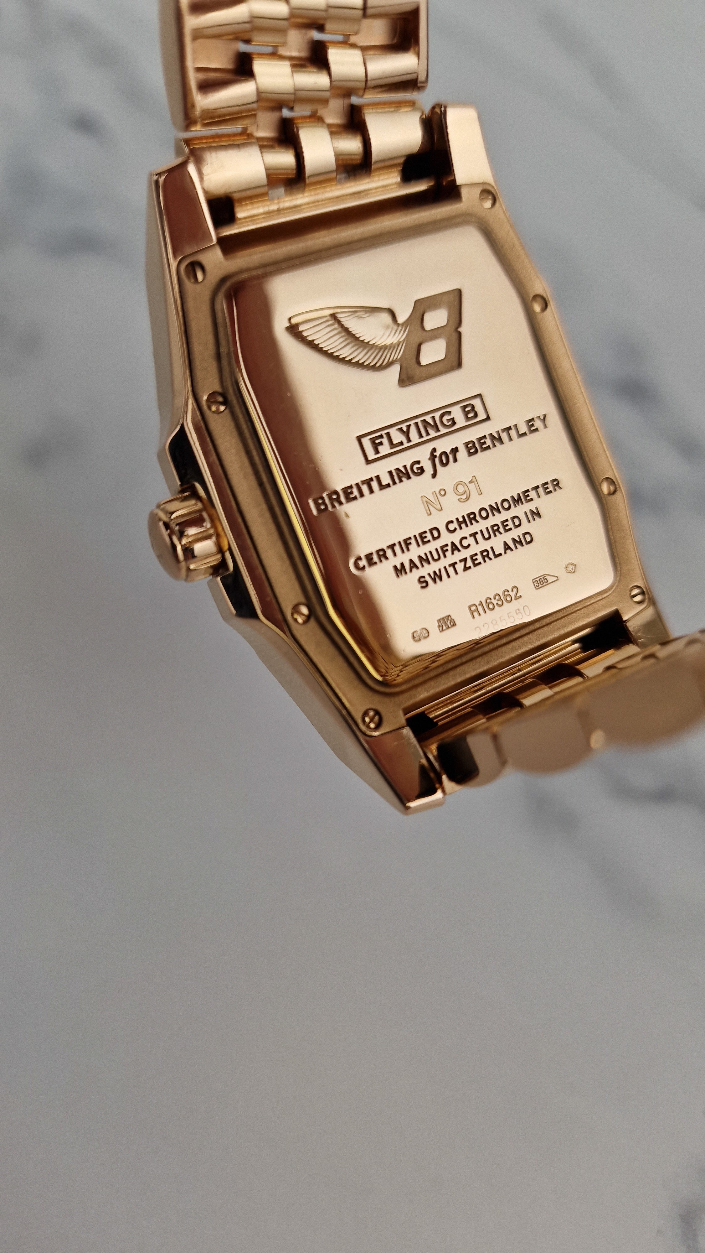 Breitling for Bentley Flying B Date 18K Rose Gold Watch MOP Full Set Box & Papers R16362 - Image 11