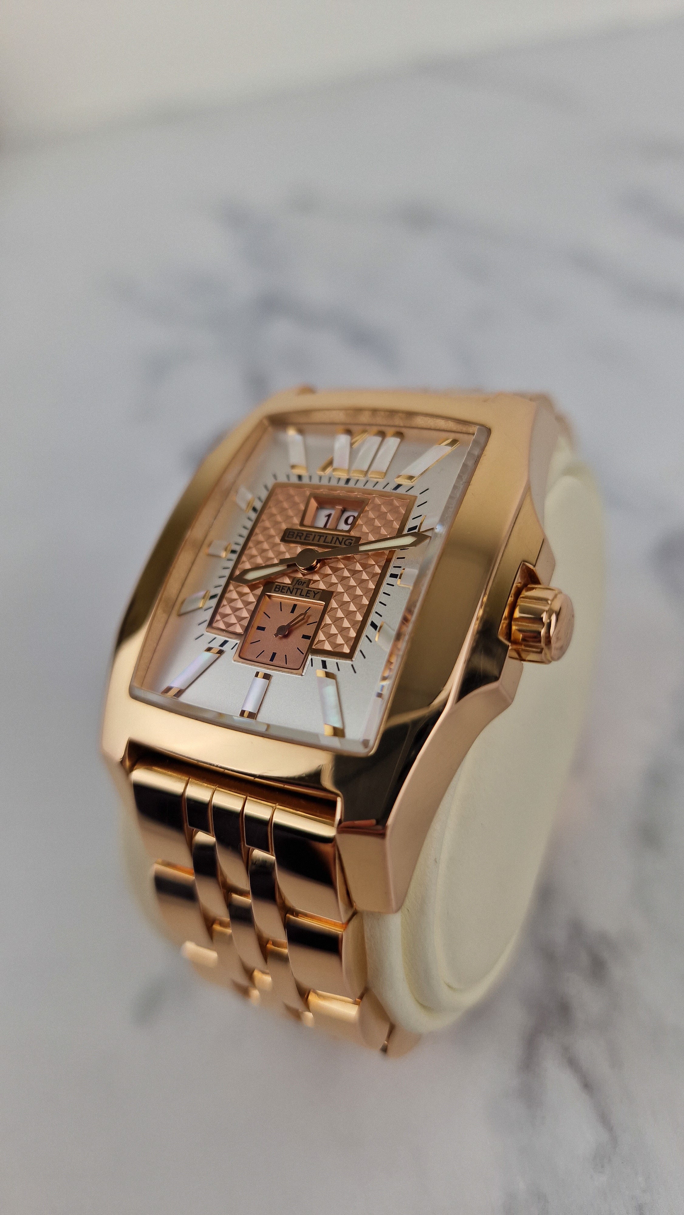 Breitling for Bentley Flying B Date 18K Rose Gold Watch MOP Full Set Box & Papers R16362 - Image 13