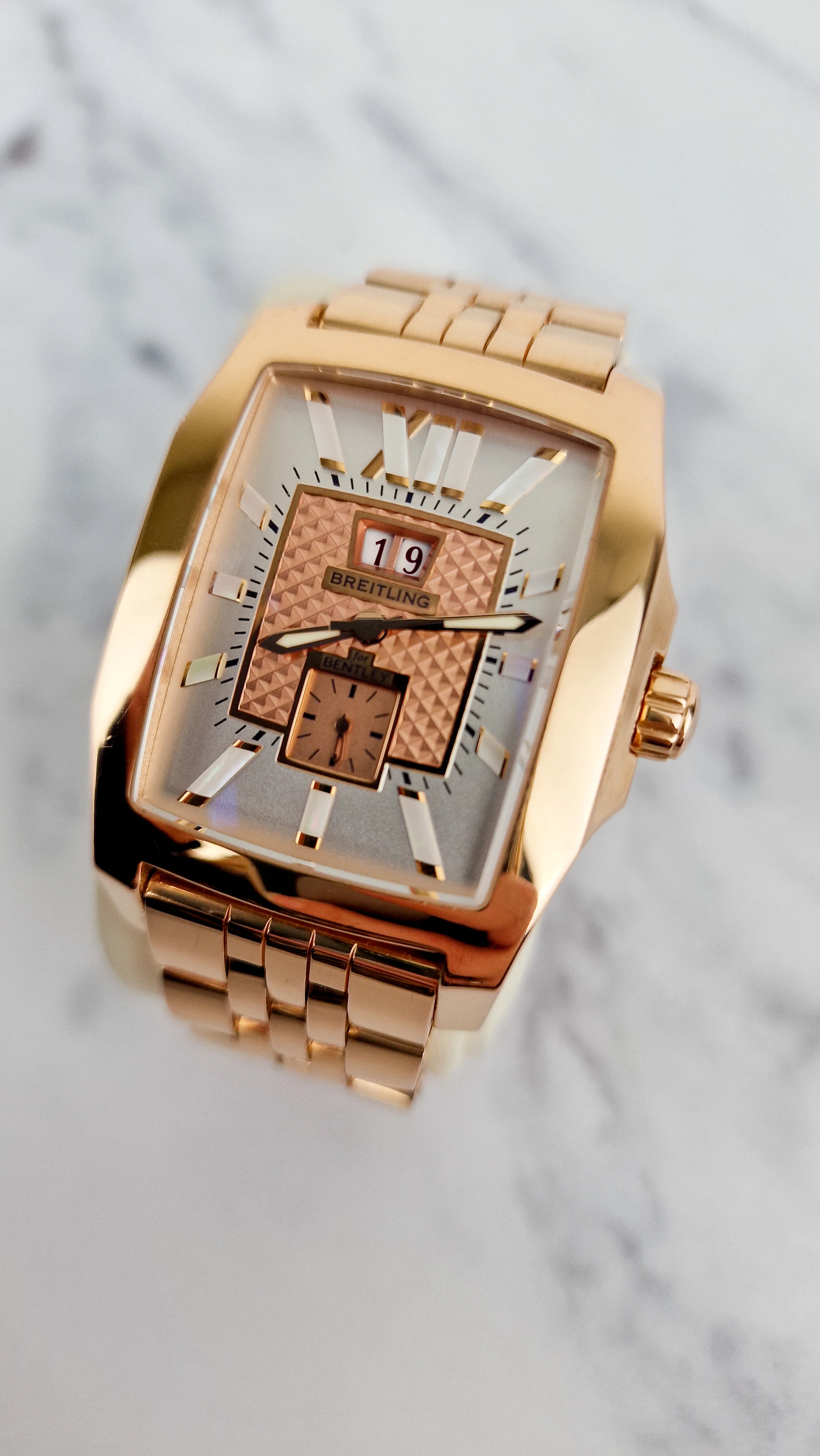 Breitling for Bentley Flying B Date 18K Rose Gold Watch MOP Full Set Box & Papers R16362 - Image 15