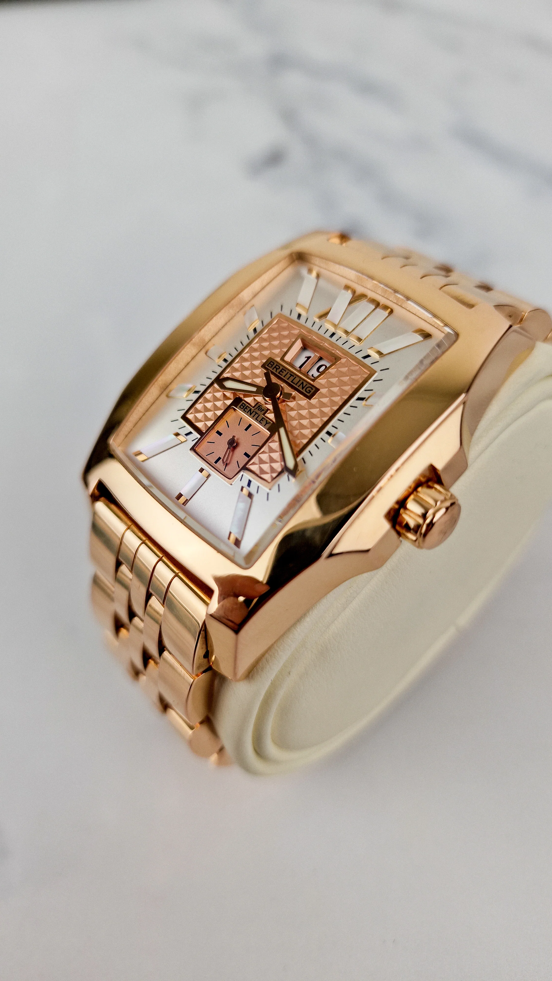 Breitling for Bentley Flying B Date 18K Rose Gold Watch MOP Full Set Box & Papers R16362 - Image 31