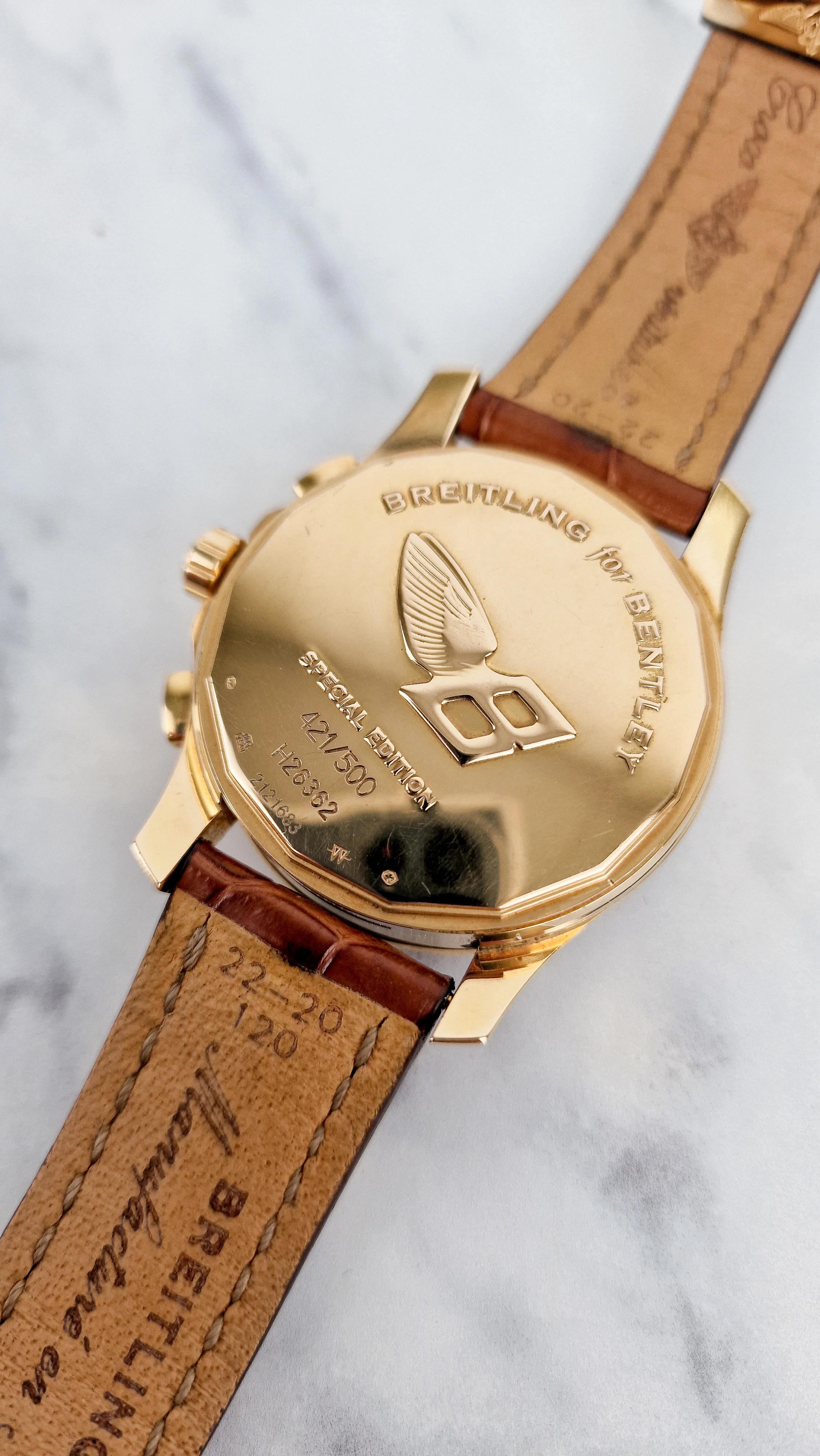Breitling for Bentley Flying B Mark VI 18K Yellow Rose Gold with Brown Croc Leather H26362 - Image 14