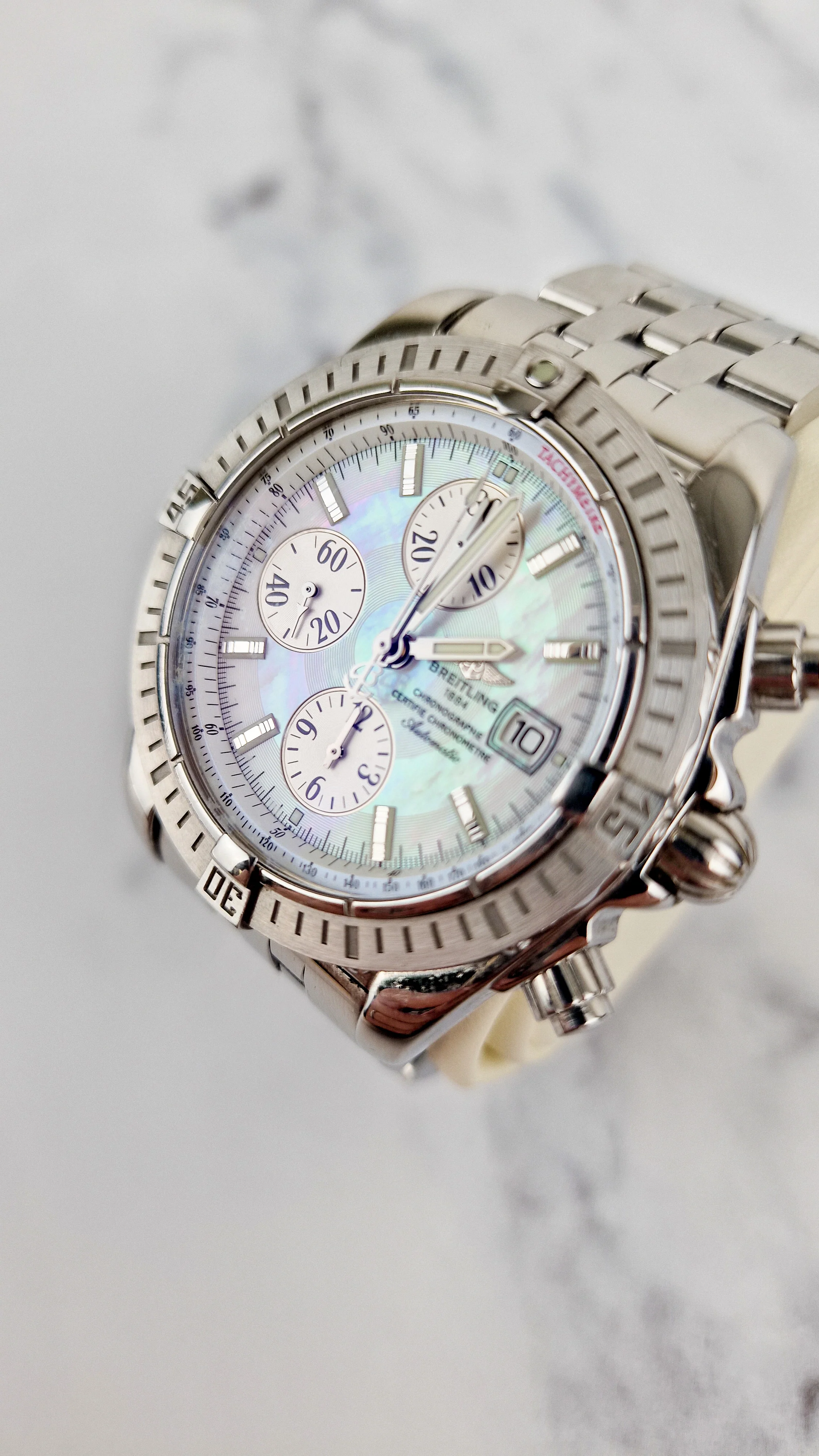 Breitling Chronomat Evolution Stainless Steel with MOP dial 43mm Mother of Pearl A13356 - Image 15
