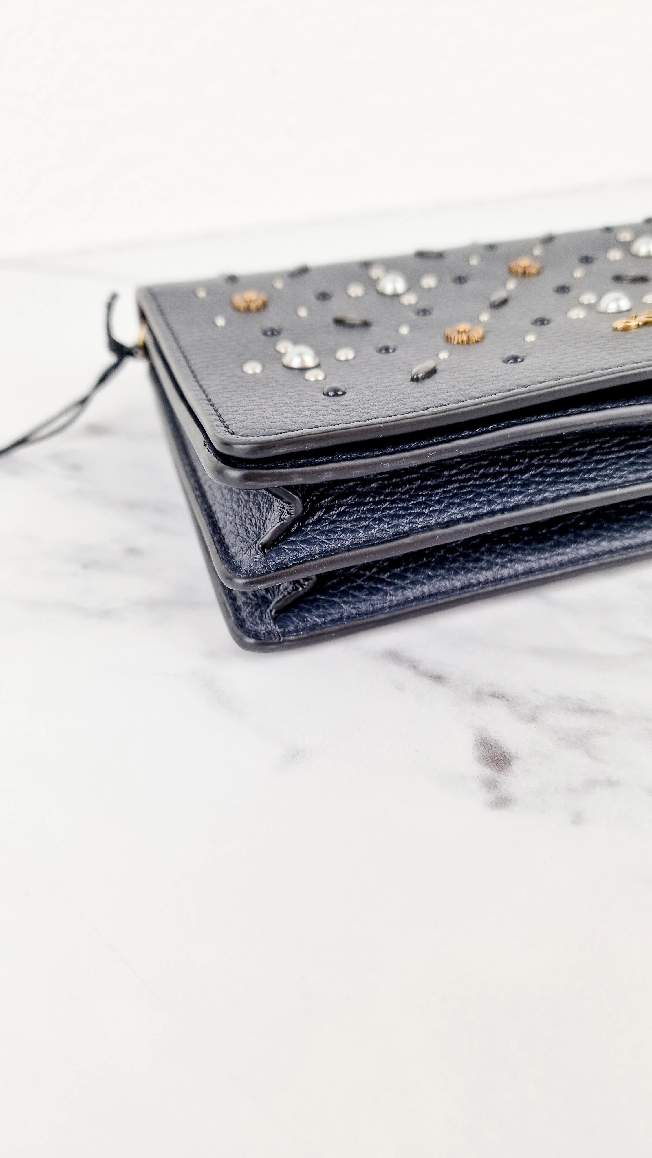 Callie Foldover Clutch With Prairie Rivets Midnight Navy Blue - Coach 31731 - Image 10