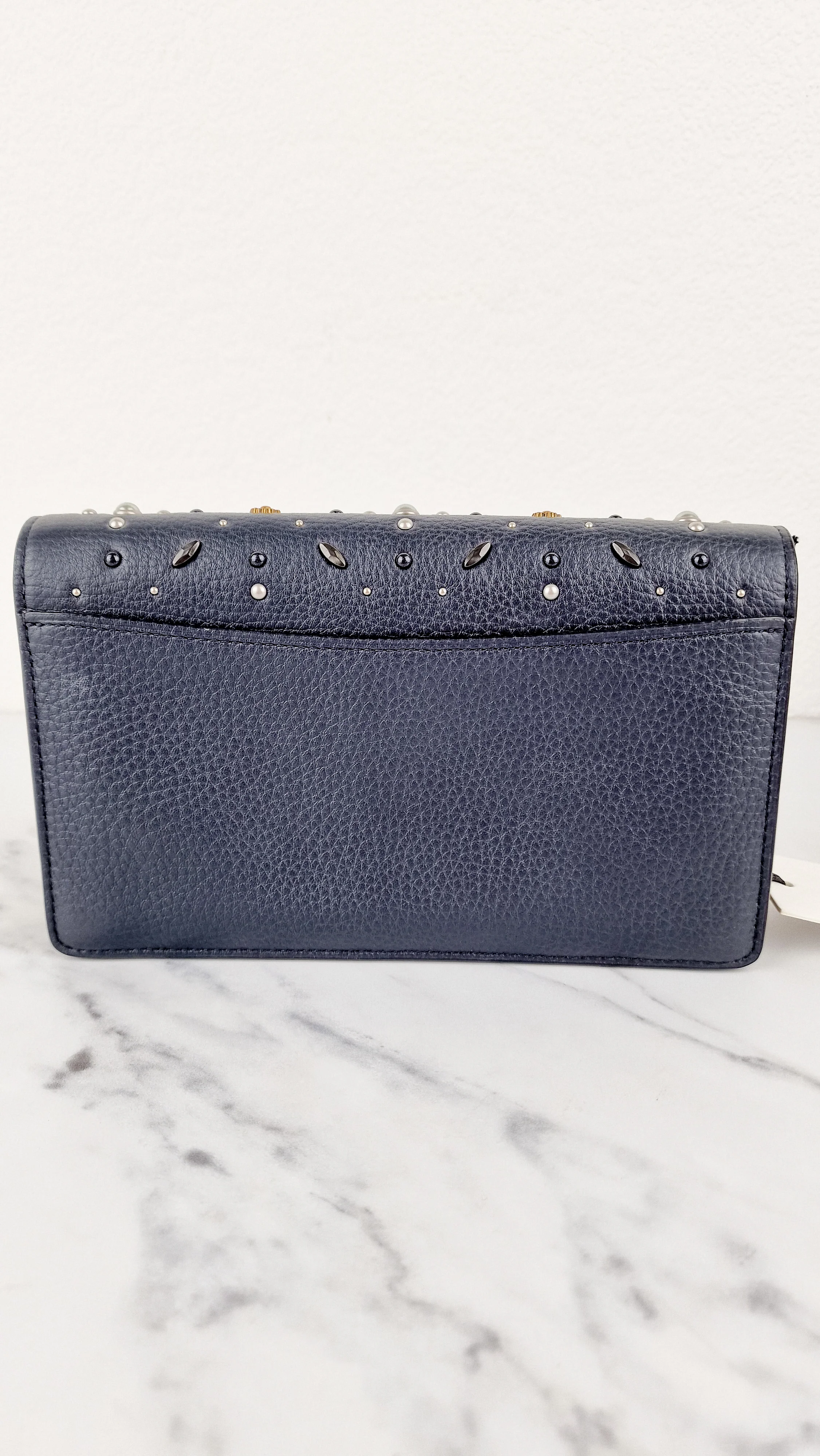 Callie Foldover Clutch With Prairie Rivets Midnight Navy Blue - Coach 31731 - Image 6