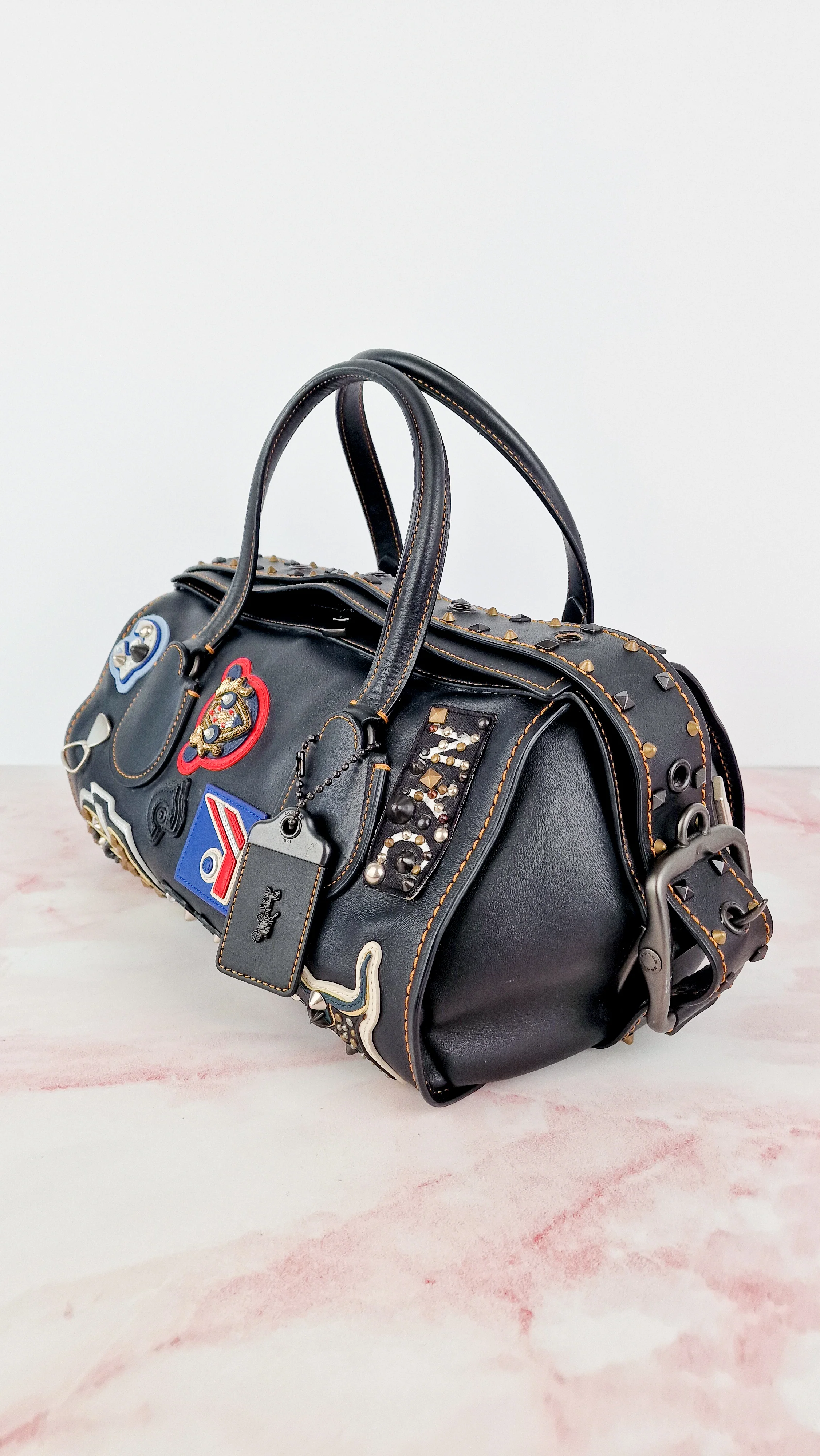 Coach 1941 Badlands Satchel Varsity Patch Bag 1 of 1 Customized Black Smooth Leather - Coach 56587 - Image 10