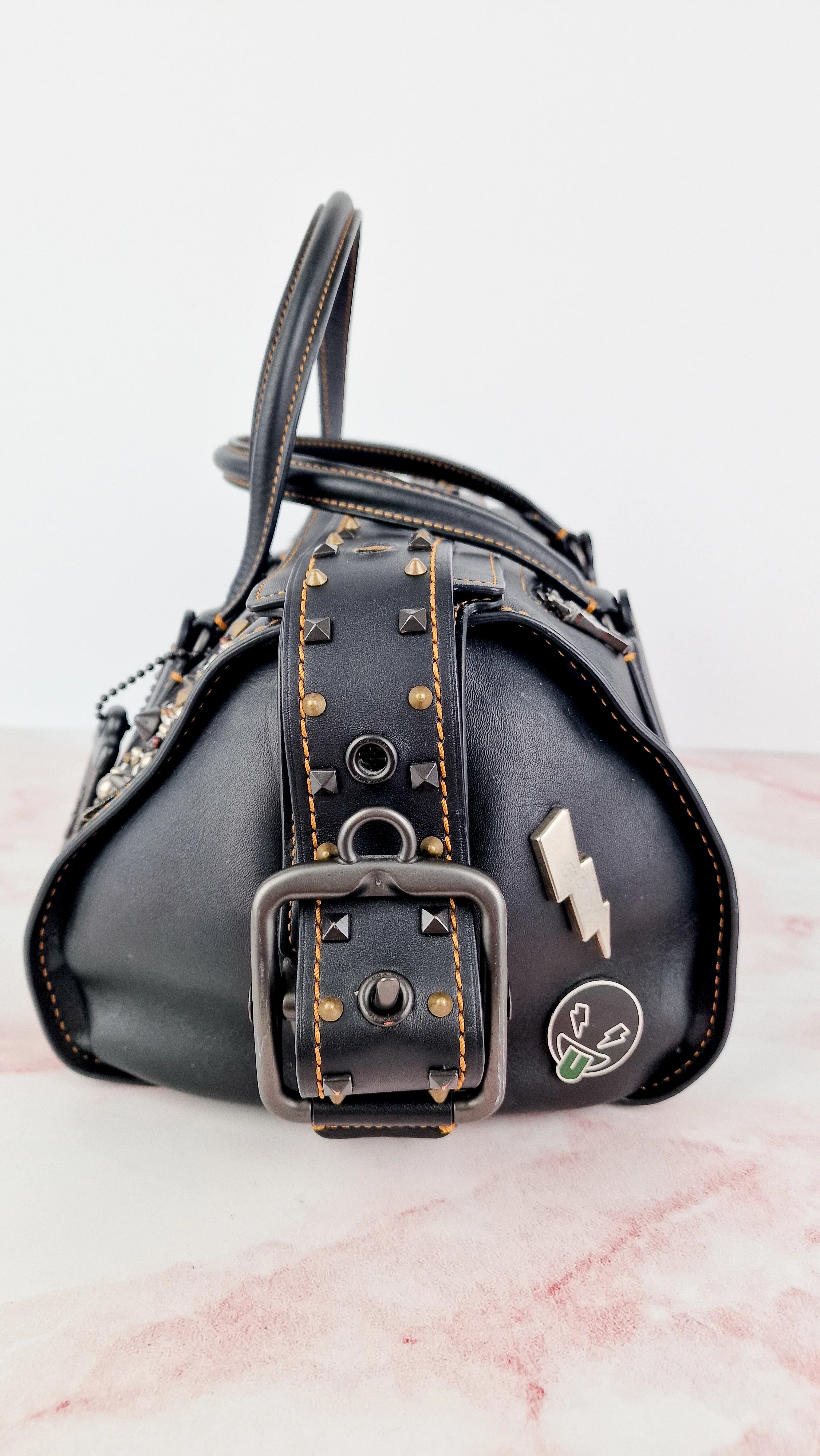 Coach 1941 Badlands Satchel Varsity Patch Bag 1 of 1 Customized Black Smooth Leather - Coach 56587 - Image 11