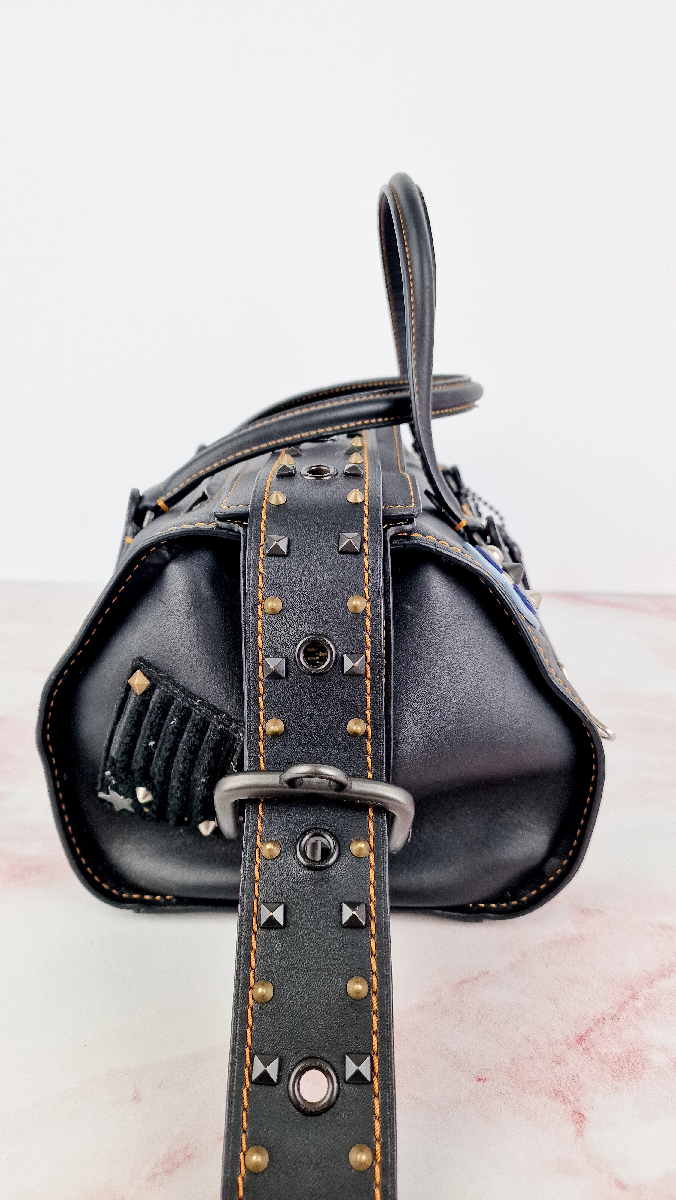 Coach 1941 Badlands Satchel Varsity Patch Bag 1 of 1 Customized Black Smooth Leather - Coach 56587 - Image 18