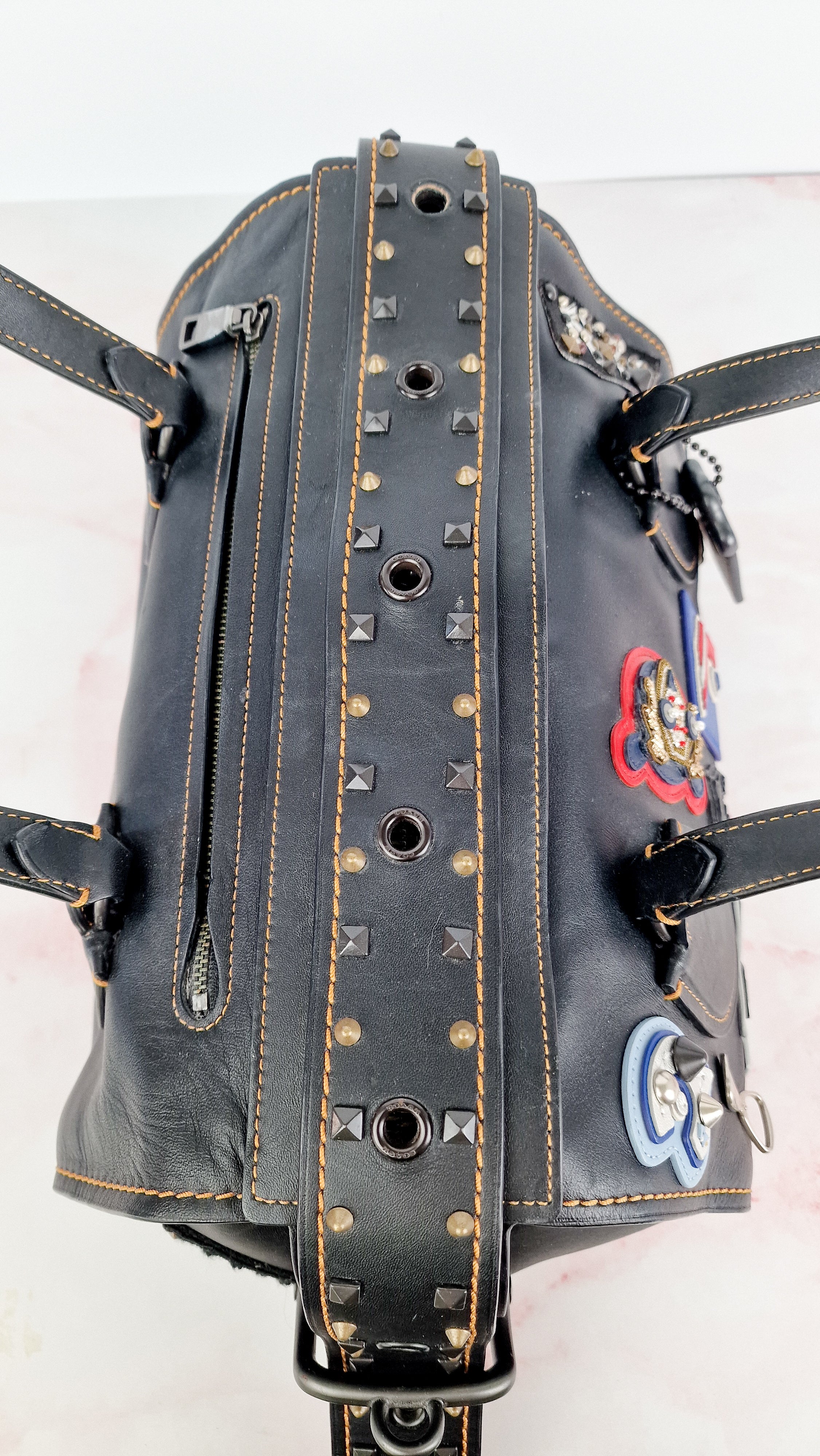 Coach 1941 Badlands Satchel Varsity Patch Bag 1 of 1 Customized Black Smooth Leather - Coach 56587 - Image 21