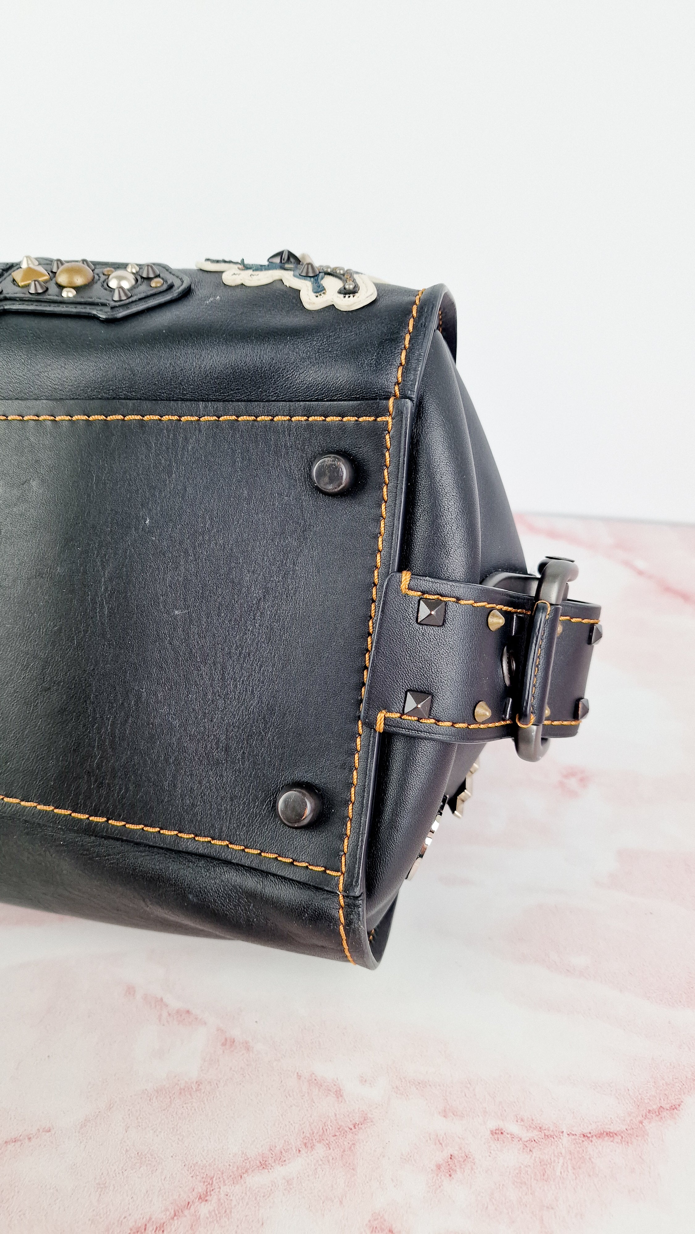 Coach 1941 Badlands Satchel Varsity Patch Bag 1 of 1 Customized Black Smooth Leather - Coach 56587 - Image 23