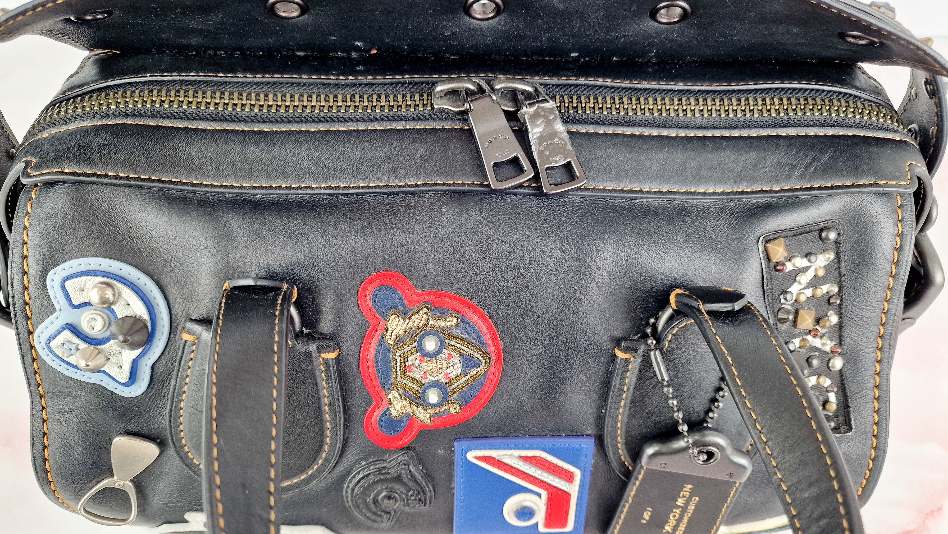 Coach 1941 Badlands Satchel Varsity Patch Bag 1 of 1 Customized Black Smooth Leather - Coach 56587 - Image 28