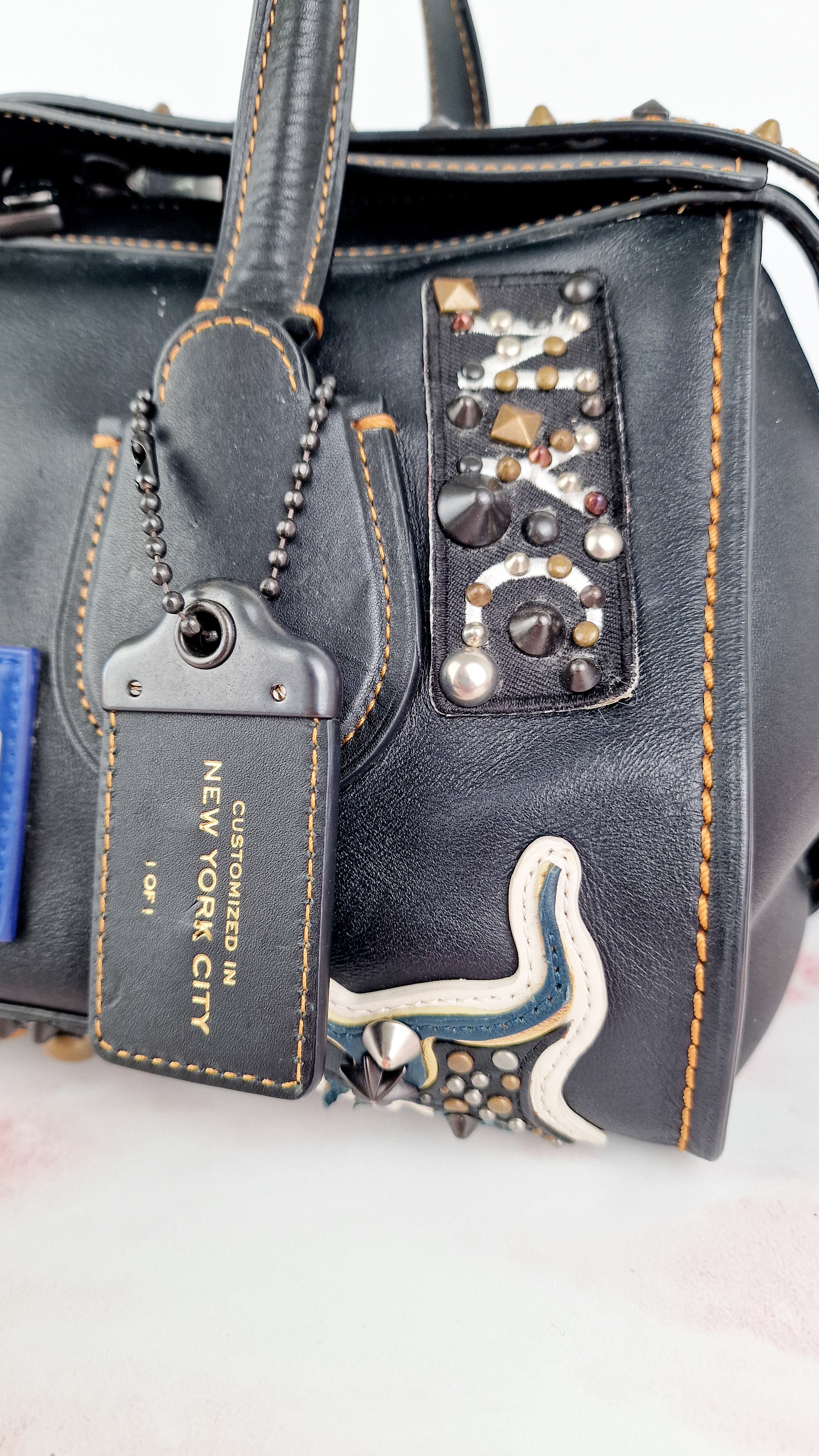 Coach 1941 Badlands Satchel Varsity Patch Bag 1 of 1 Customized Black Smooth Leather - Coach 56587 - Image 4