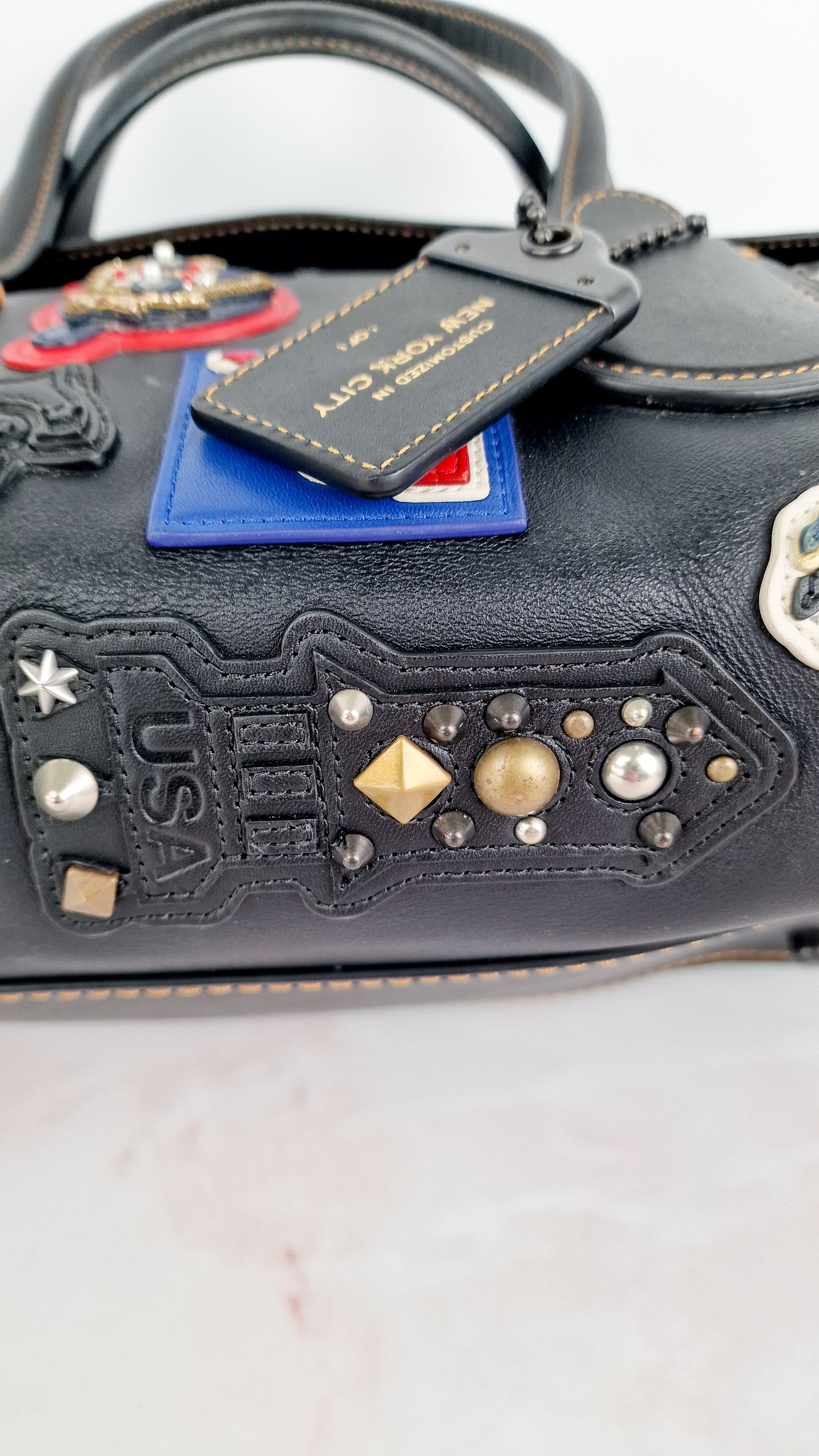 Coach 1941 Badlands Satchel Varsity Patch Bag 1 of 1 Customized Black Smooth Leather - Coach 56587 - Image 8
