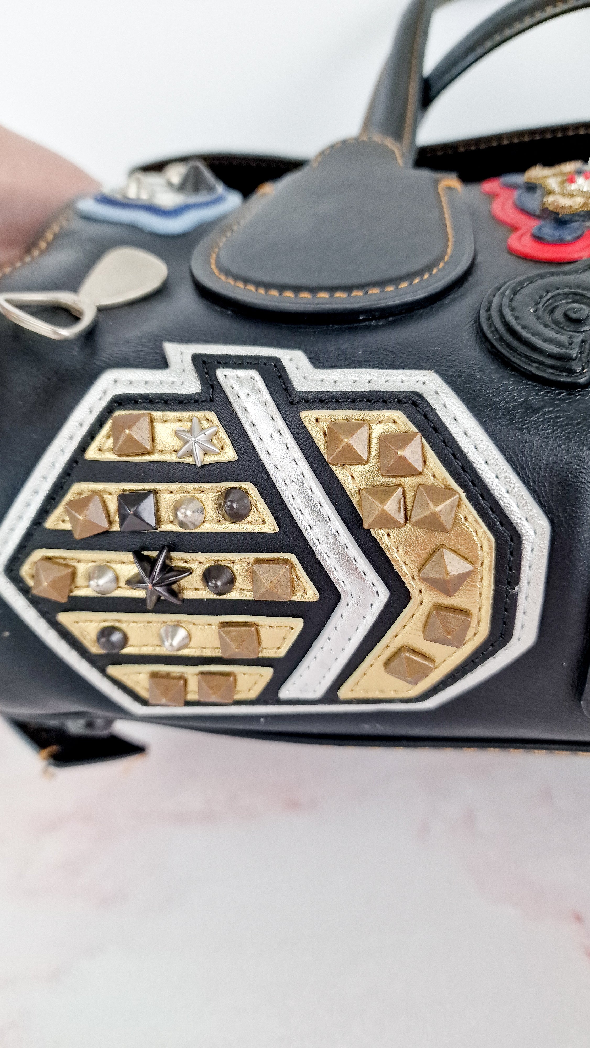 Coach 1941 Badlands Satchel Varsity Patch Bag 1 of 1 Customized Black Smooth Leather - Coach 56587 - Image 9
