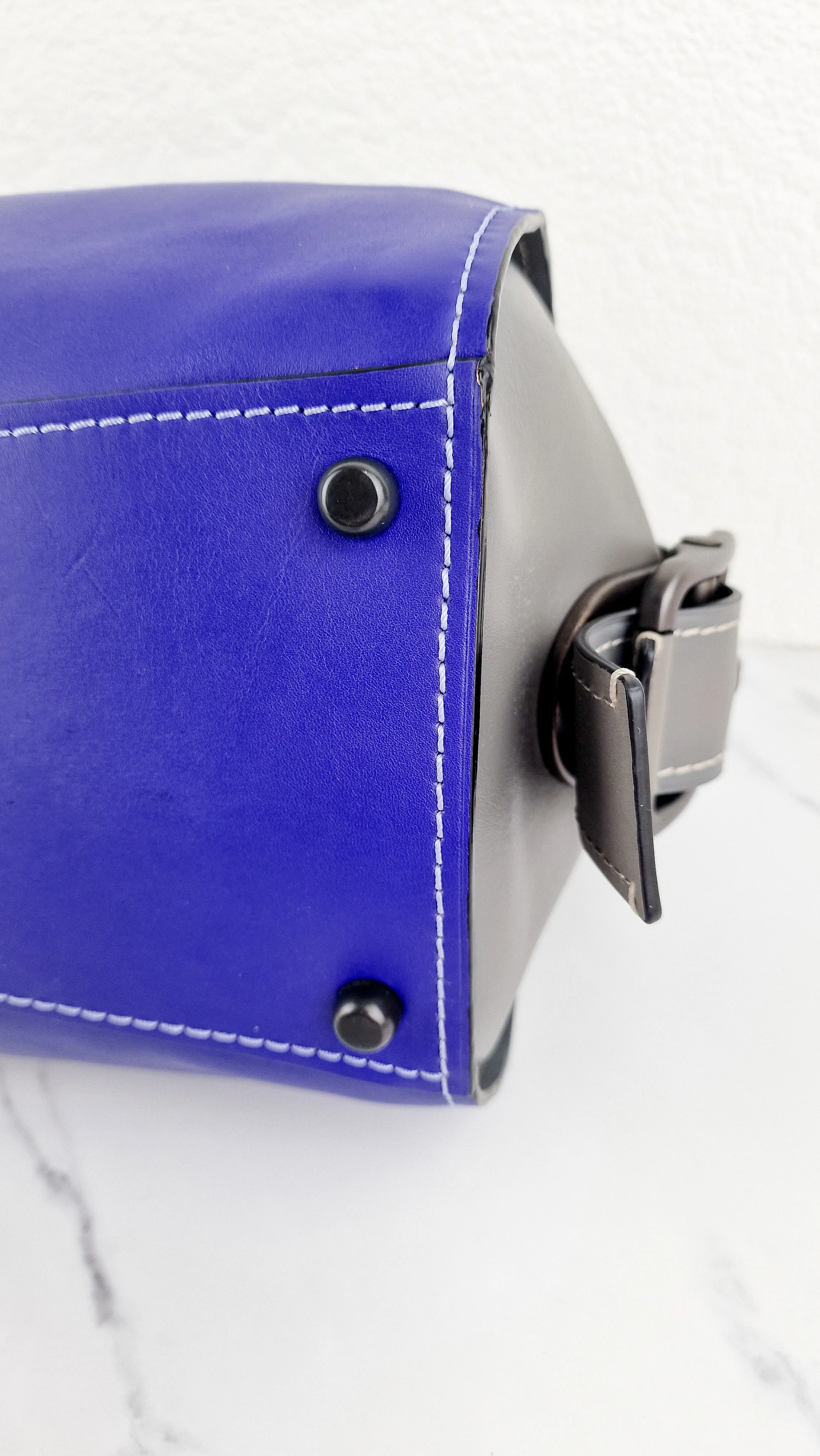 Coach 1941 Badlands Satchel Bag in Purple Blue Heather Grey Colorblock Smooth Leather - Coach 56587 - Image 15