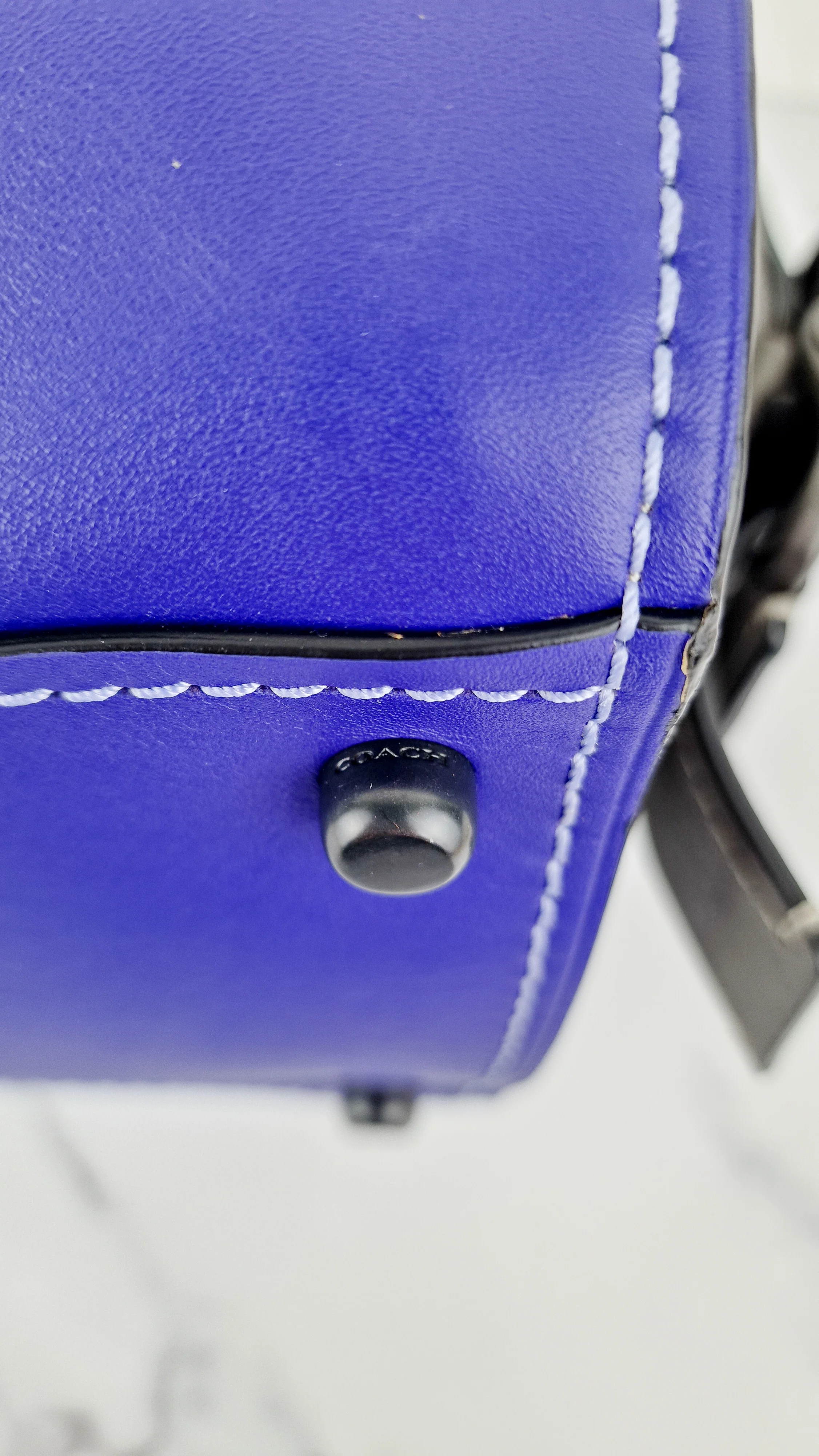 Coach 1941 Badlands Satchel Bag in Purple Blue Heather Grey Colorblock Smooth Leather - Coach 56587 - Image 17